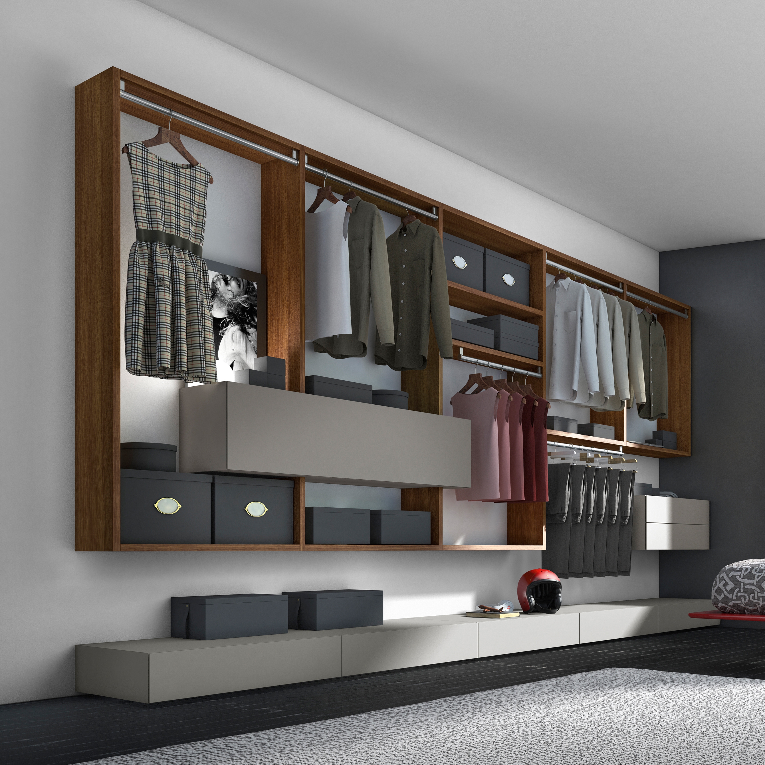 Display product crossART walk-in closet arrangement from manufacturer Presotto