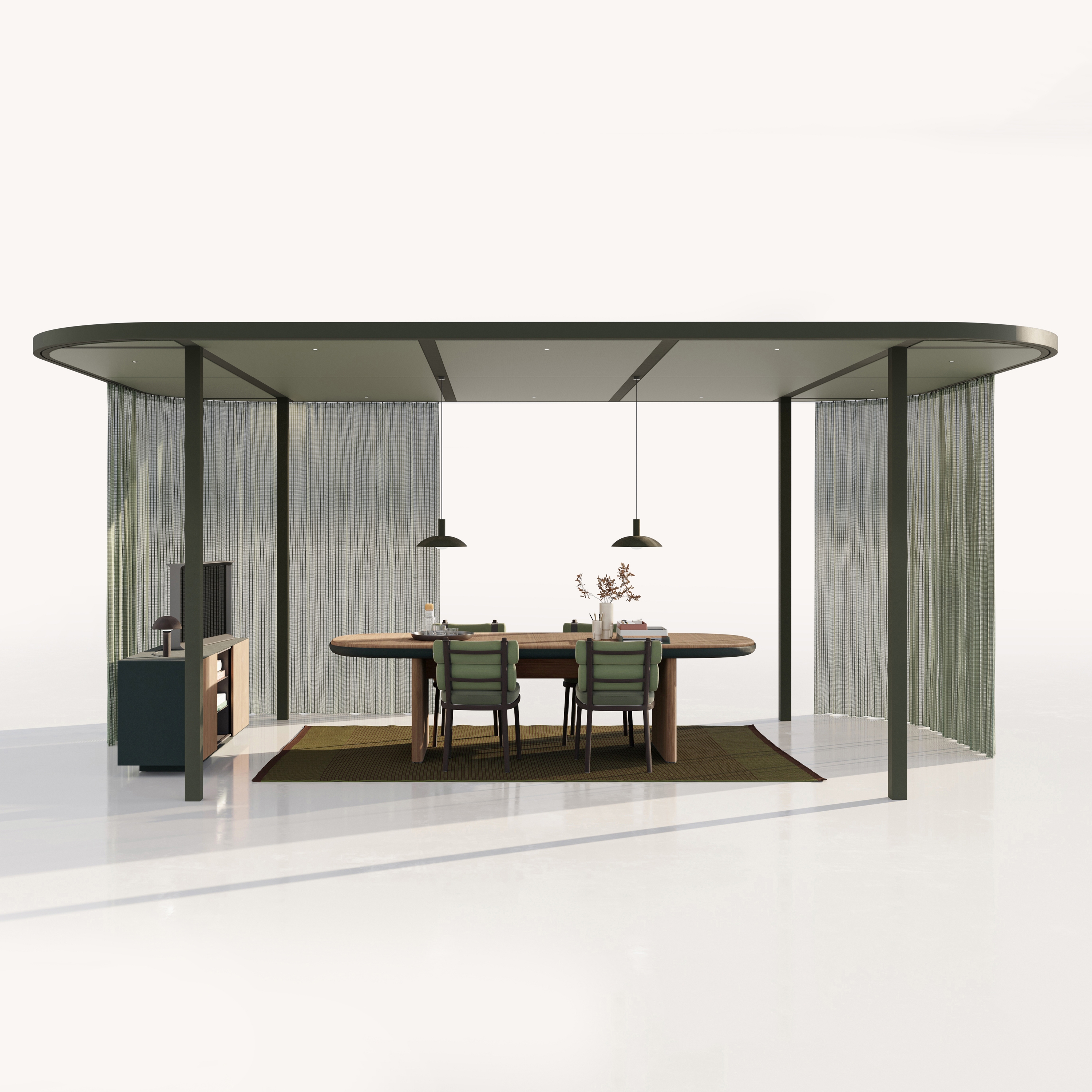 Display product Pavilion O Hub | Open with Curtains from manufacturer KETTAL