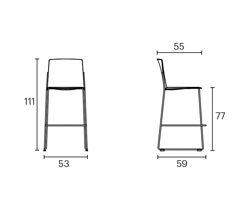 ENEA - Hocker Ema mit geschlossener Rückenlehne