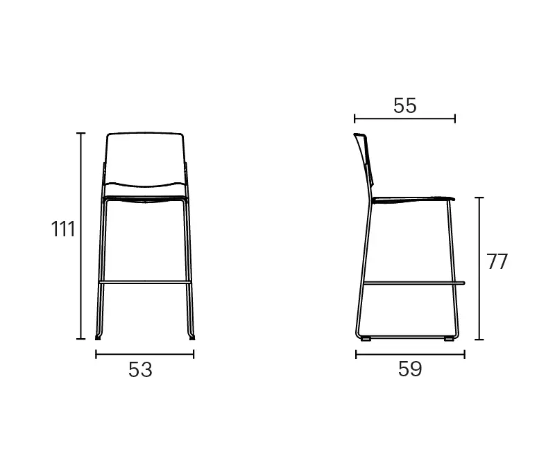 ENEA - Ema stool with open backrest