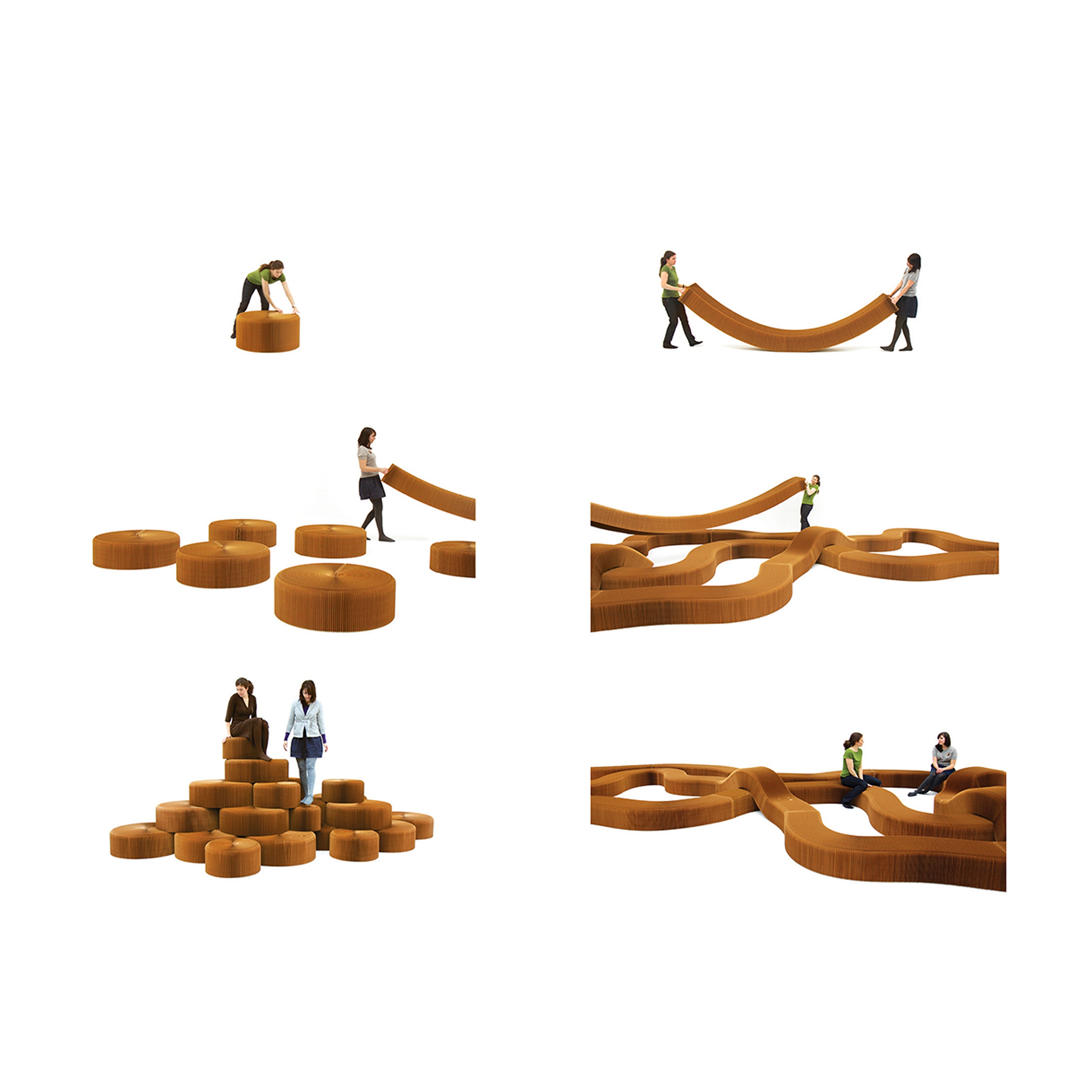 softseating | folding paper stool, bench and table