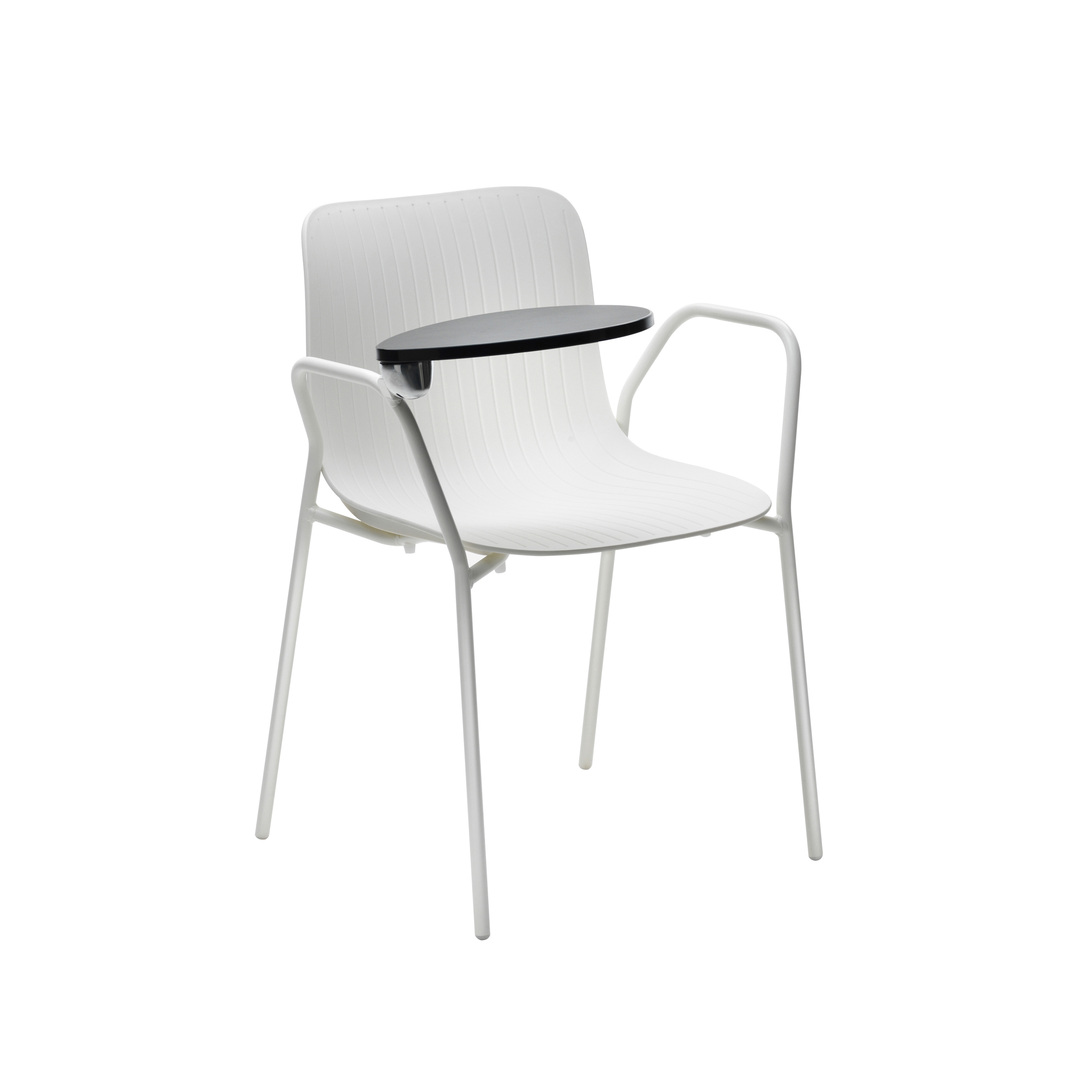 Display product Dragonfly | Stacking chair with armrests and anti-panic writing tablet from manufacturer Segis