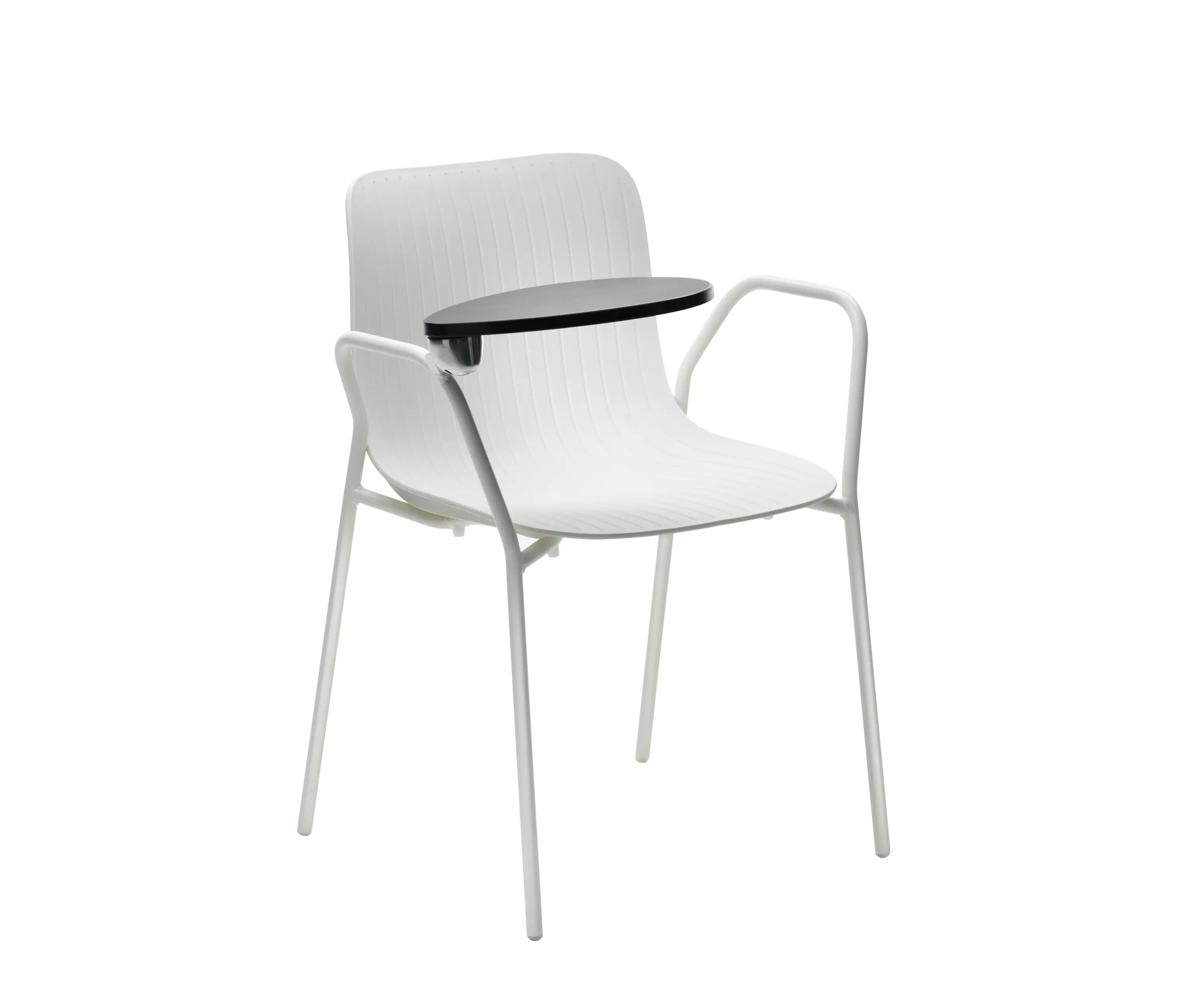 Segis - Dragonfly | Stacking chair with armrests and anti-panic writing tablet