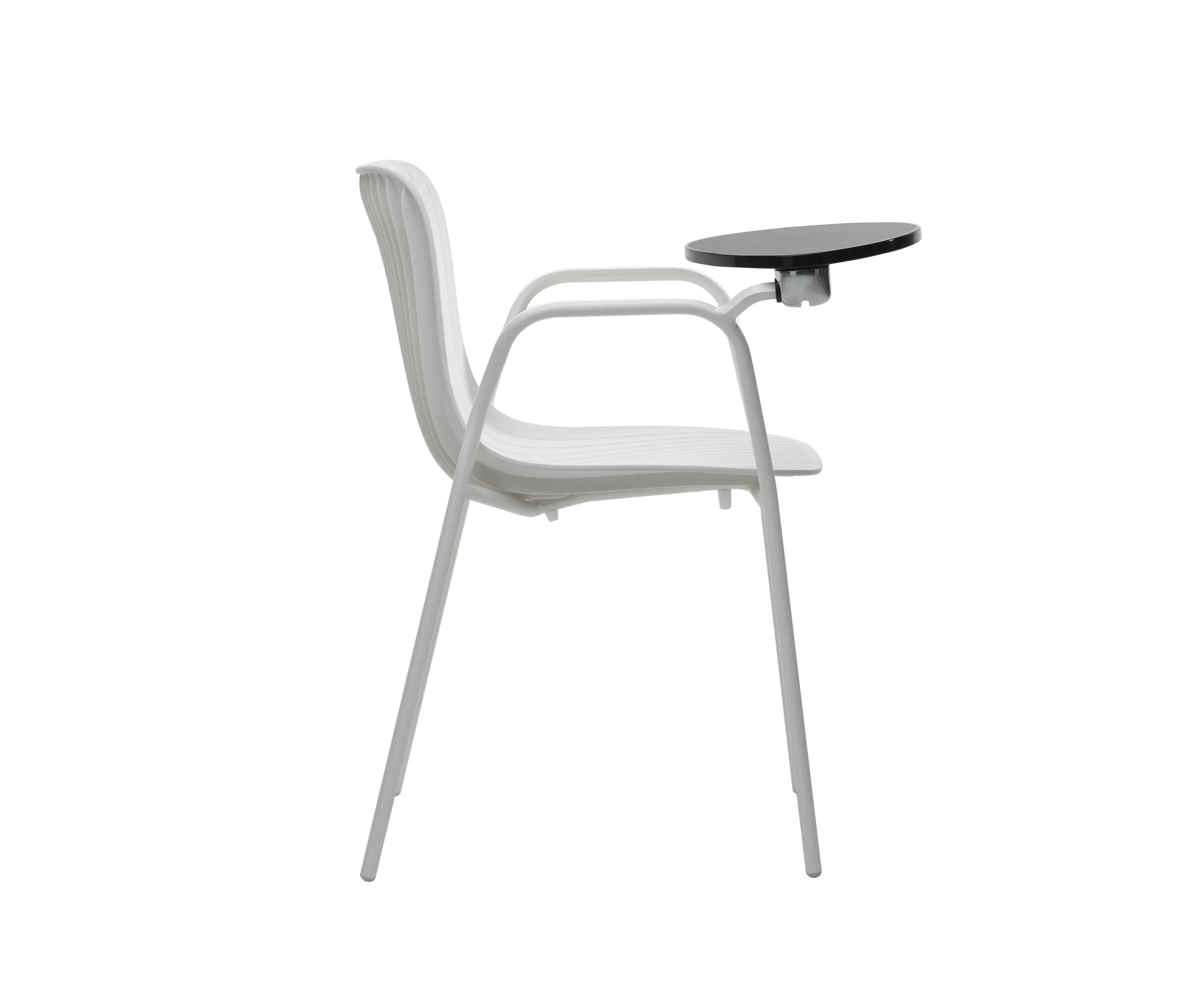 Segis - Dragonfly | Stacking chair with armrests and anti-panic writing tablet