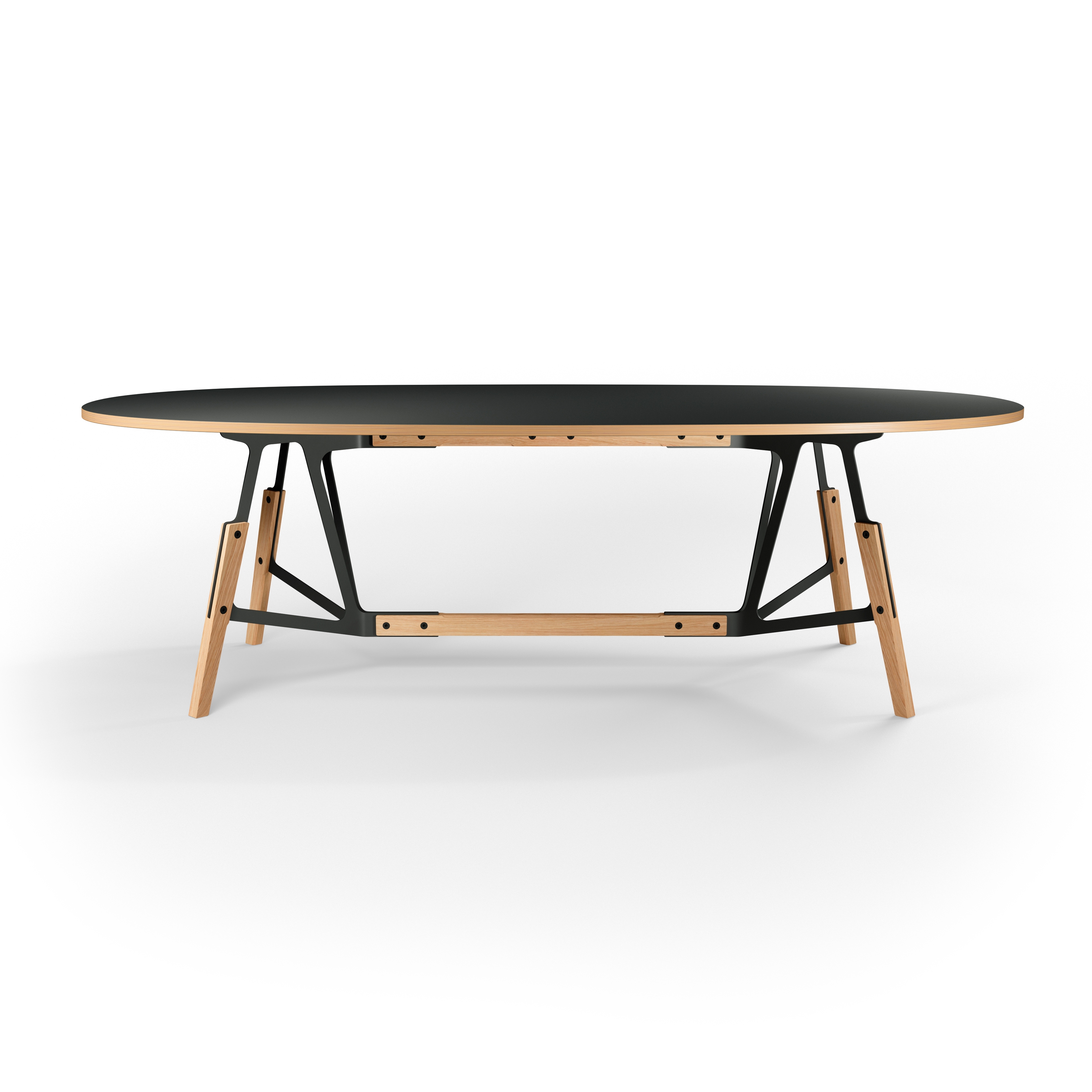 Stammtisch oval table, plywood tabletop