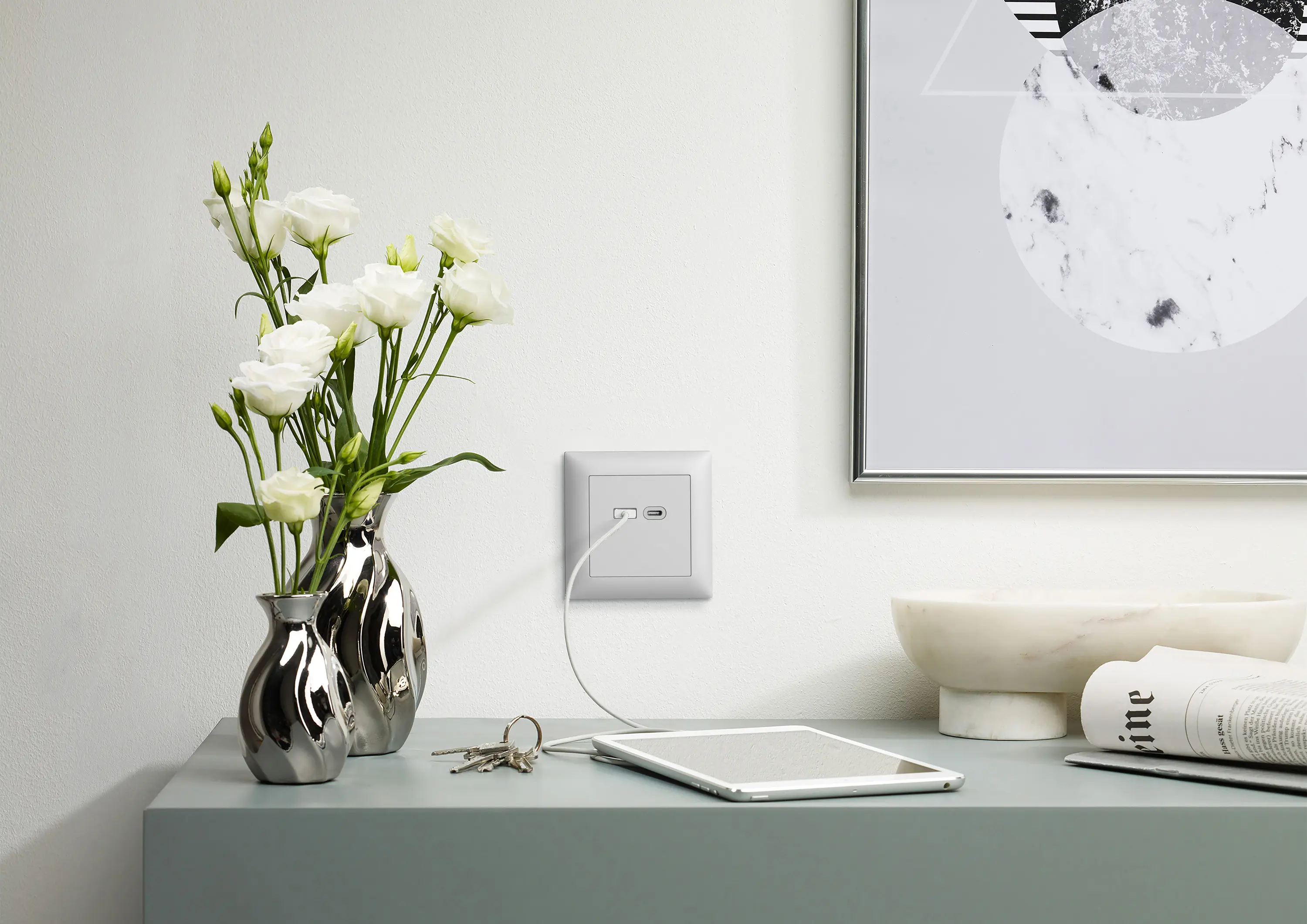 Feller - Switches, push buttons and sockets | EDIZIO.liv USB socket Typ 13, A&C black
