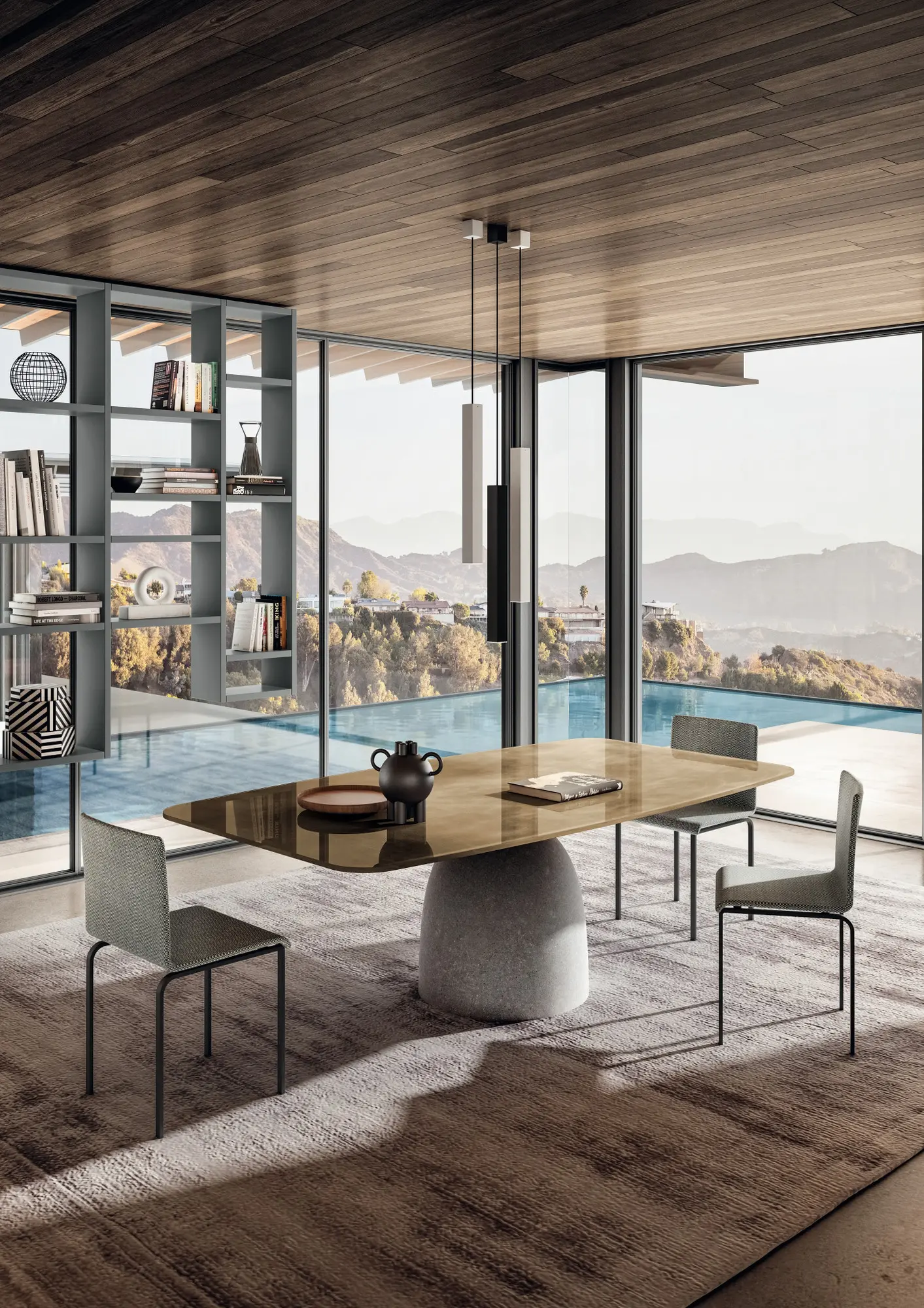 LAGO - Janeiro Table - Grey smoked Glass 2390F