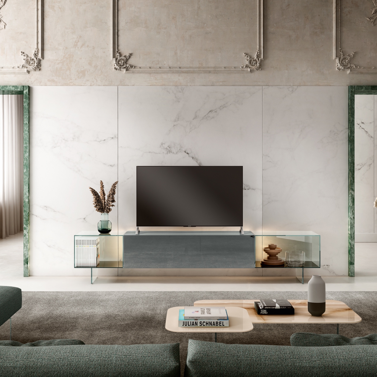 Display product 36e8 Glass Tv Unit - 1407 from manufacturer LAGO