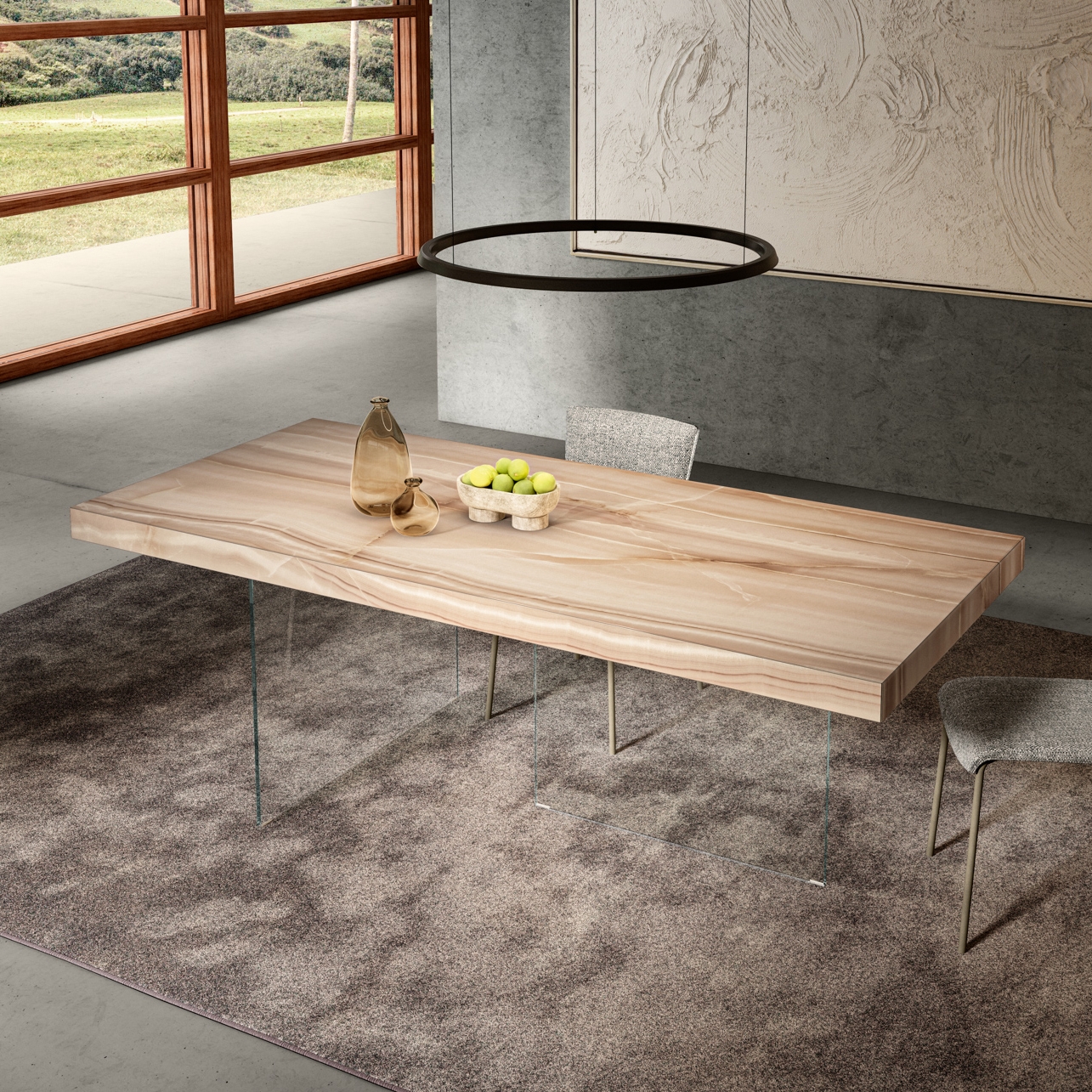Afficher le produit Table Air XGlass 8cm - Onice matt XGlass top. Extra-clear glass legs. du fabricant LAGO