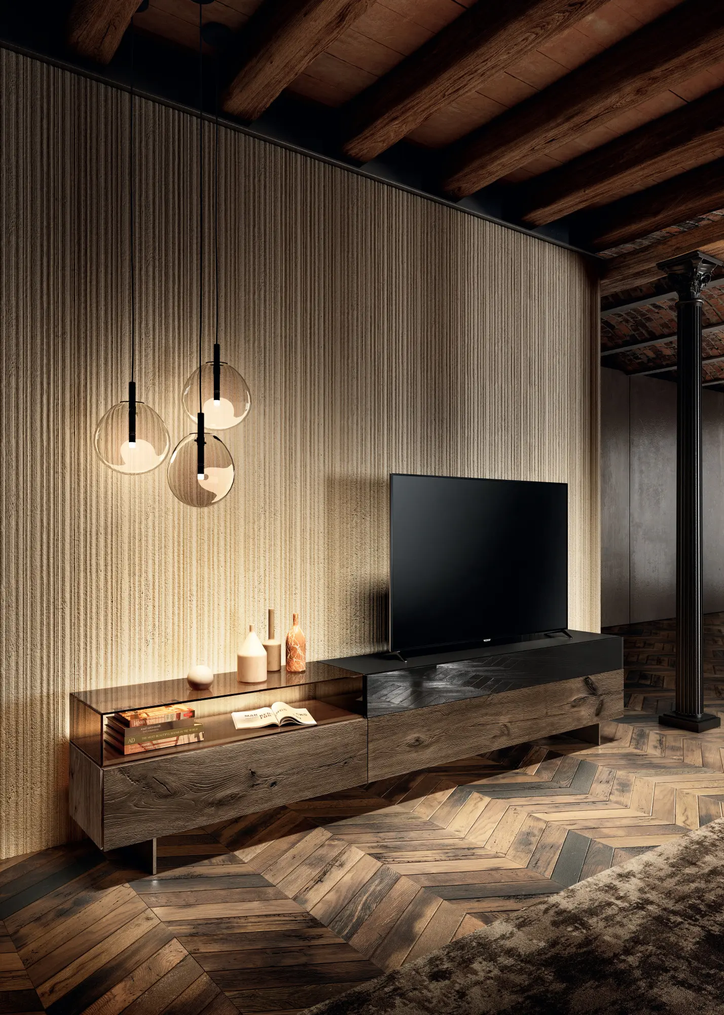 LAGO - 36e8 Glass Tv Unit - 2149