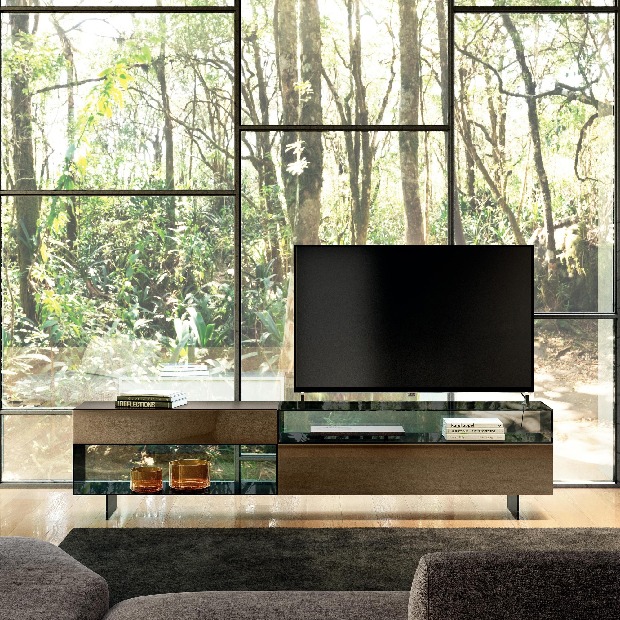 Display product 36e8 Glass Tv Unit - 2150 from manufacturer LAGO