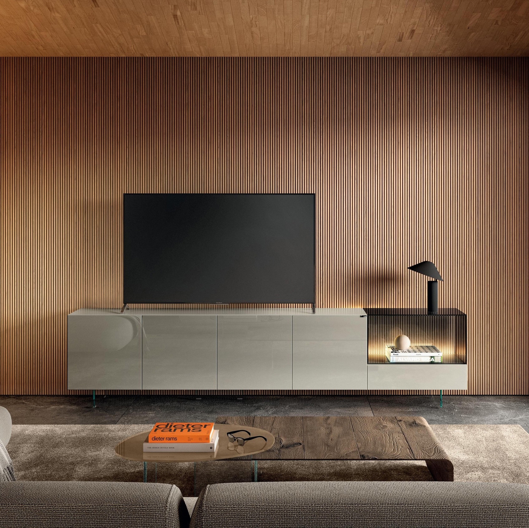 Display product 36e8 Glass TV Unit - 2659 from manufacturer LAGO