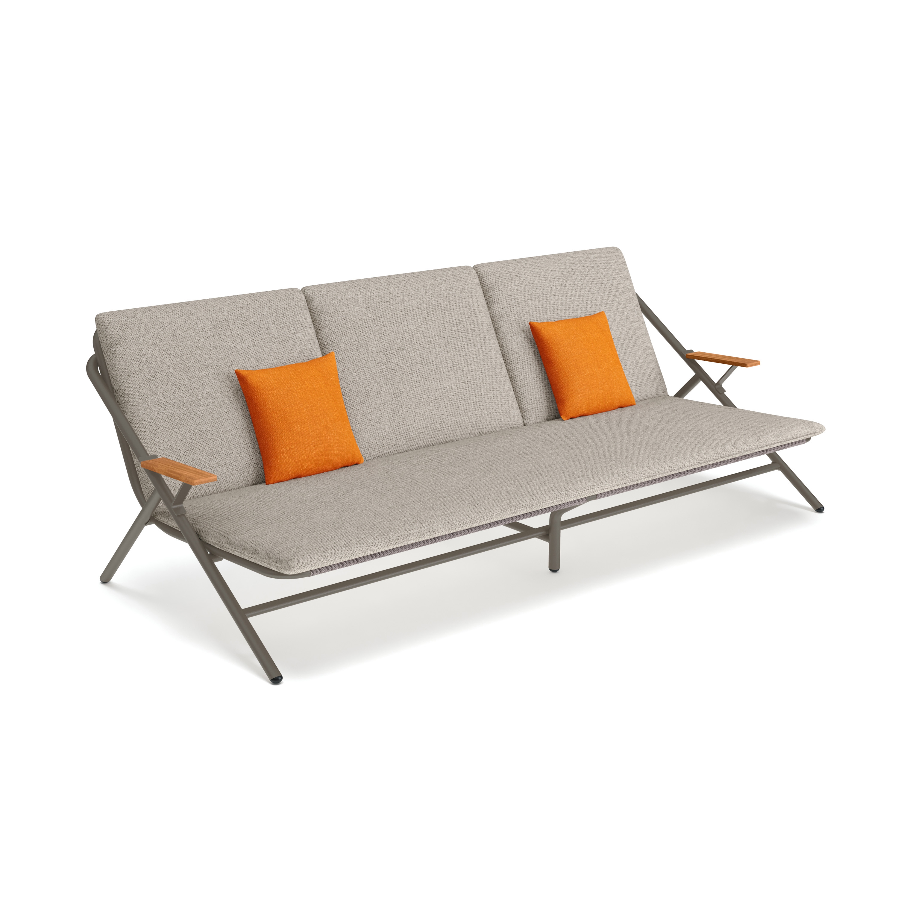 Garda 3 seater sofa iroko armrests
