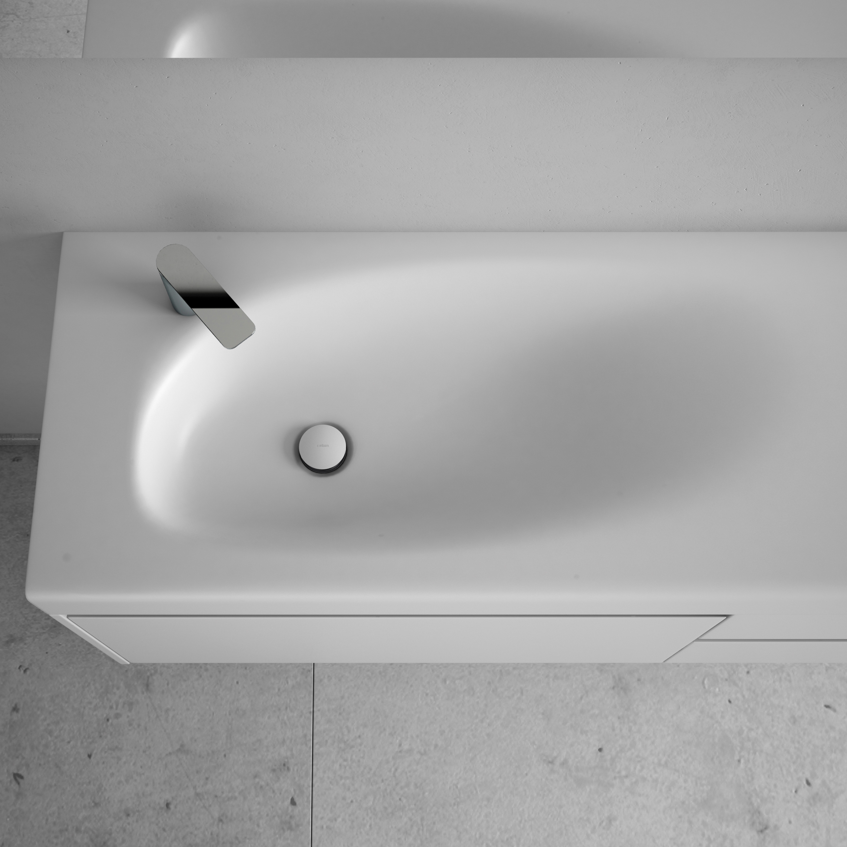 Display product F1 Corian® top with integrated washbasin from manufacturer Inbani