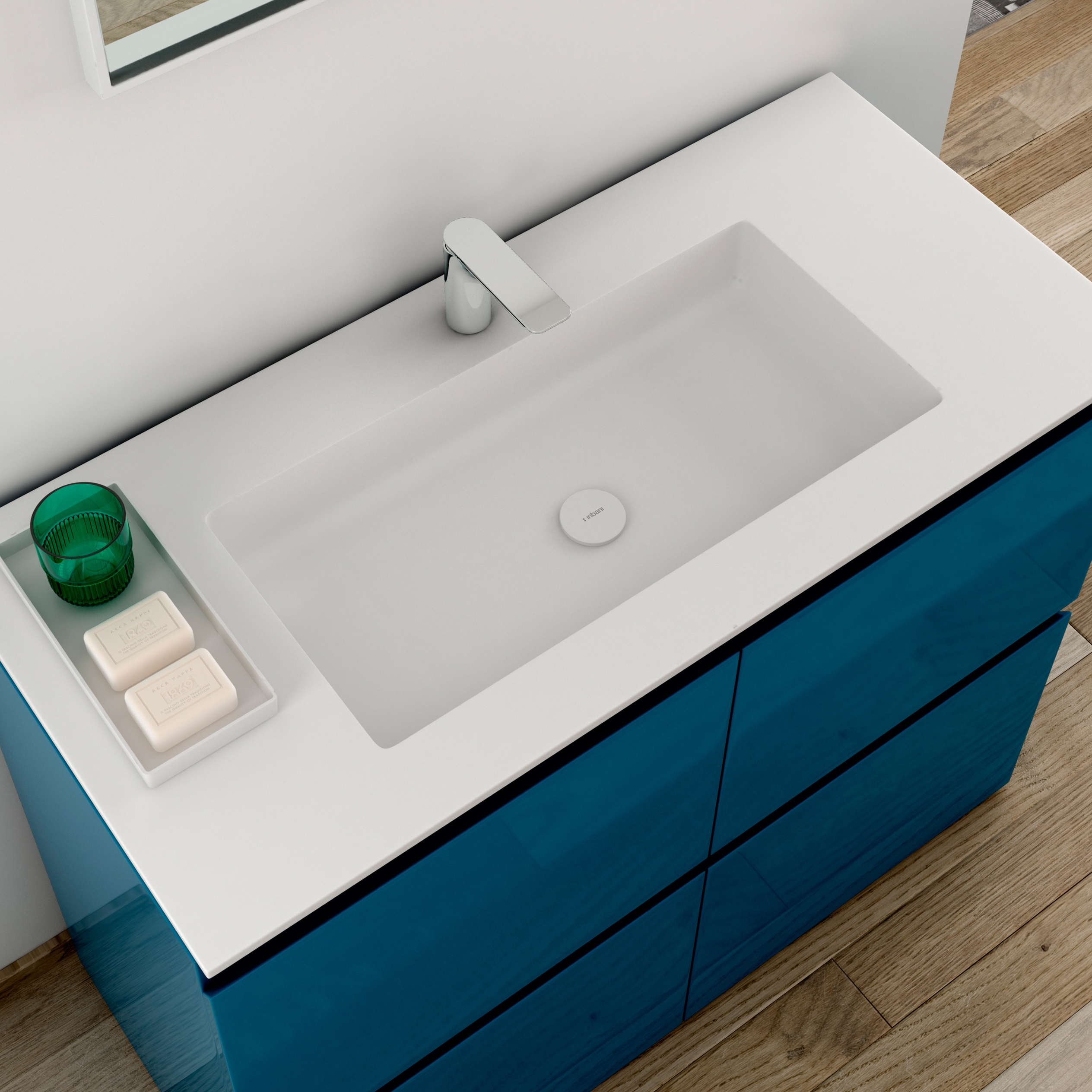 Display product H5 Solidsurface top with integrated washbasin from manufacturer Inbani
