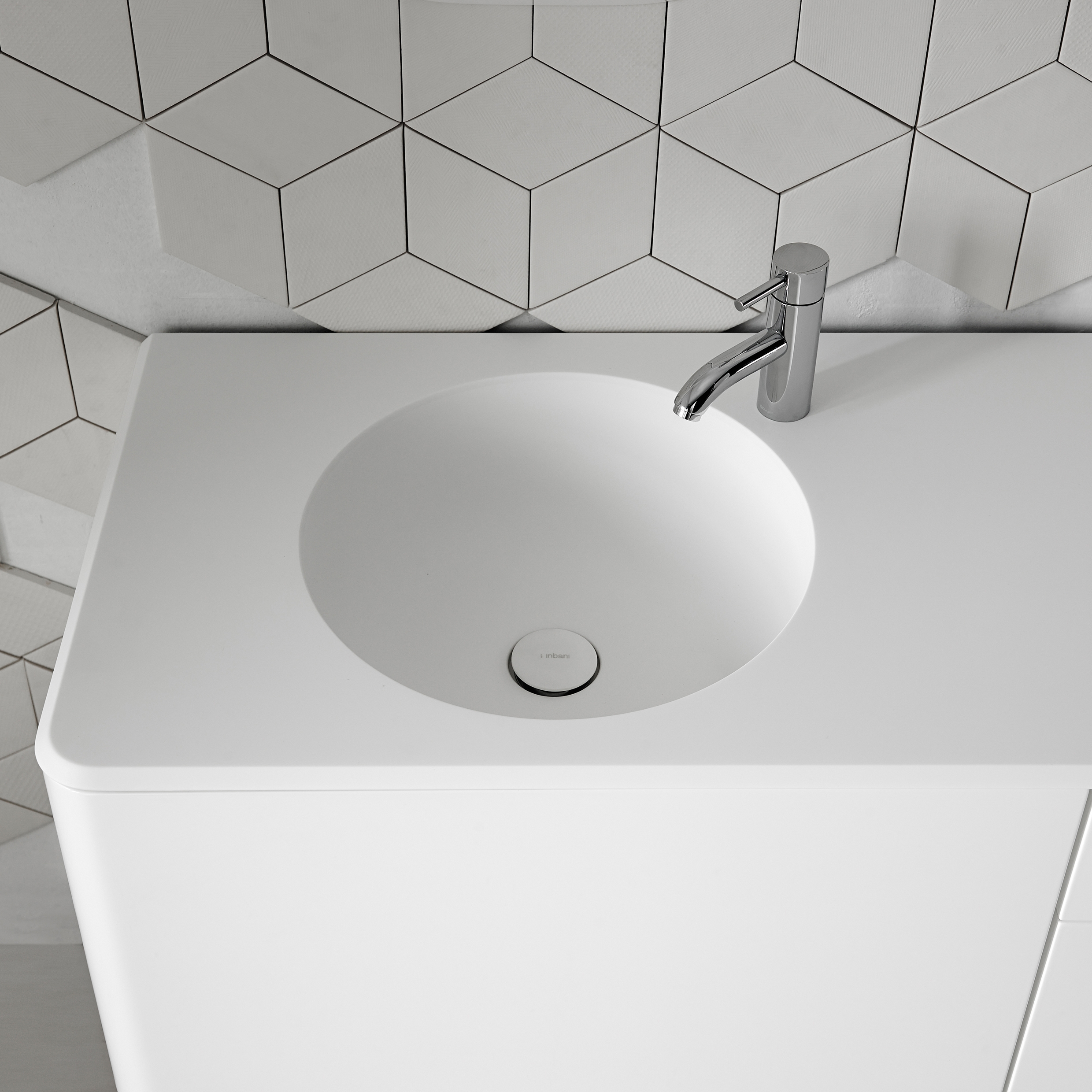 Display product Cerclo Corian® top with integrated washbasin from manufacturer Inbani