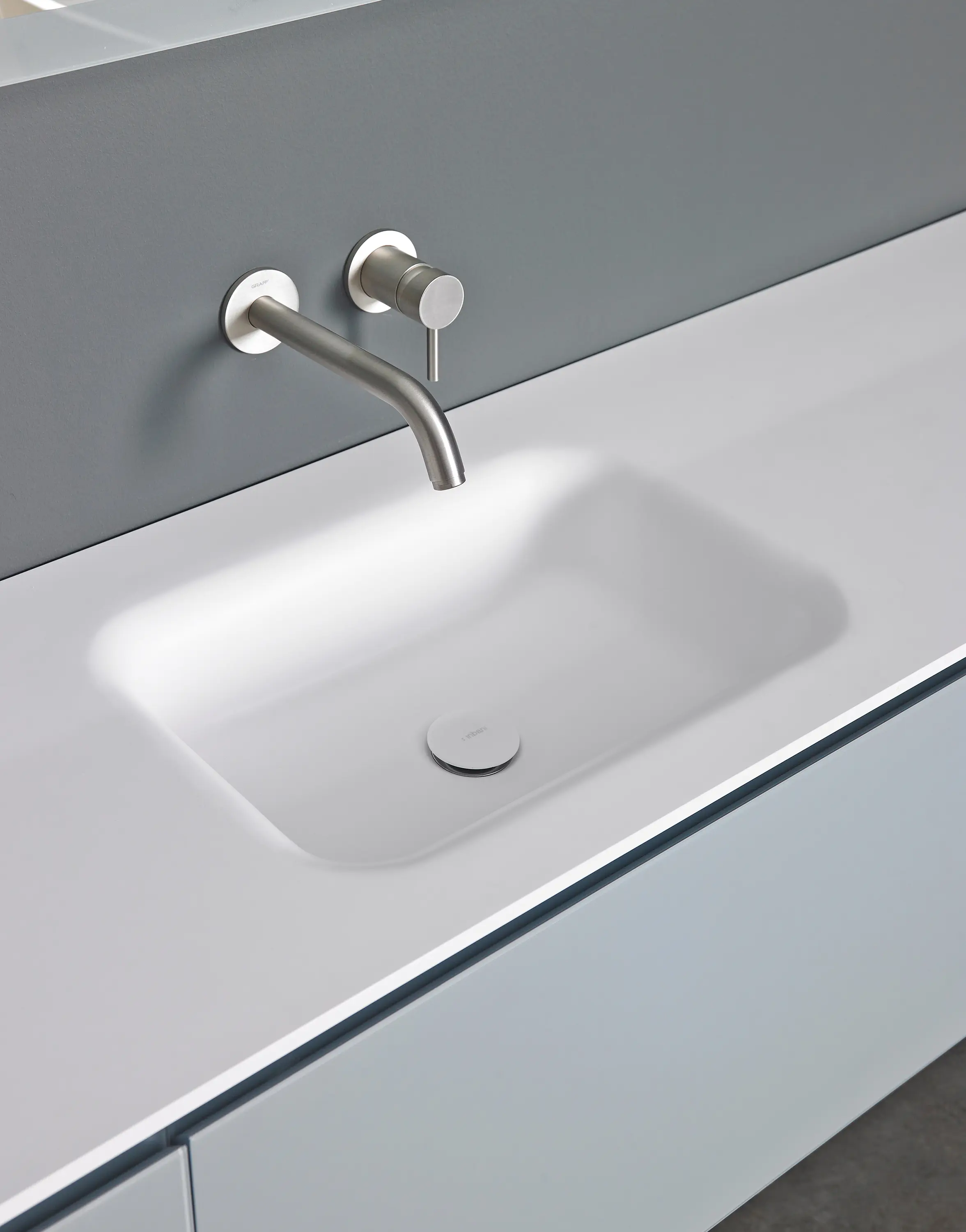 Inbani - Float Plan avec vasque intégrée en Solidsurface