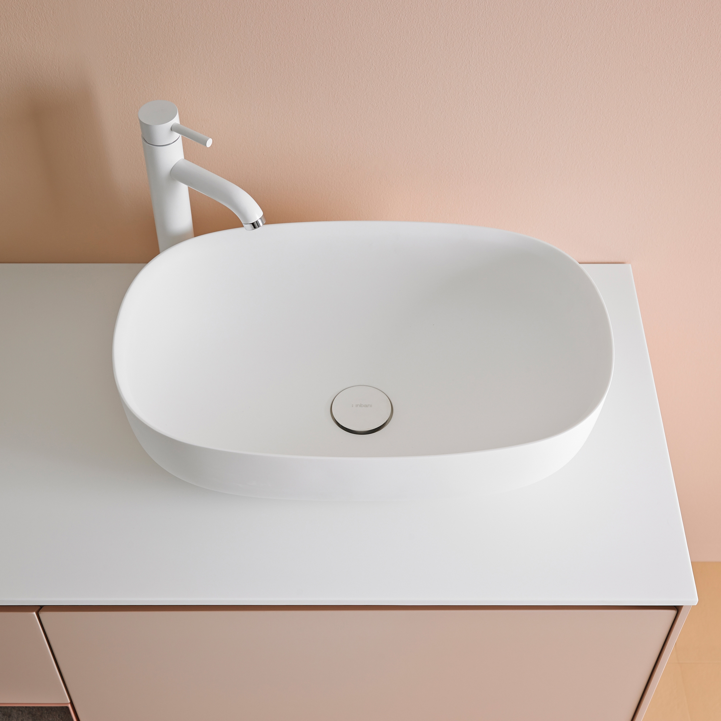 Display product Ovalo Corian® Top Mounted washbasin from manufacturer Inbani