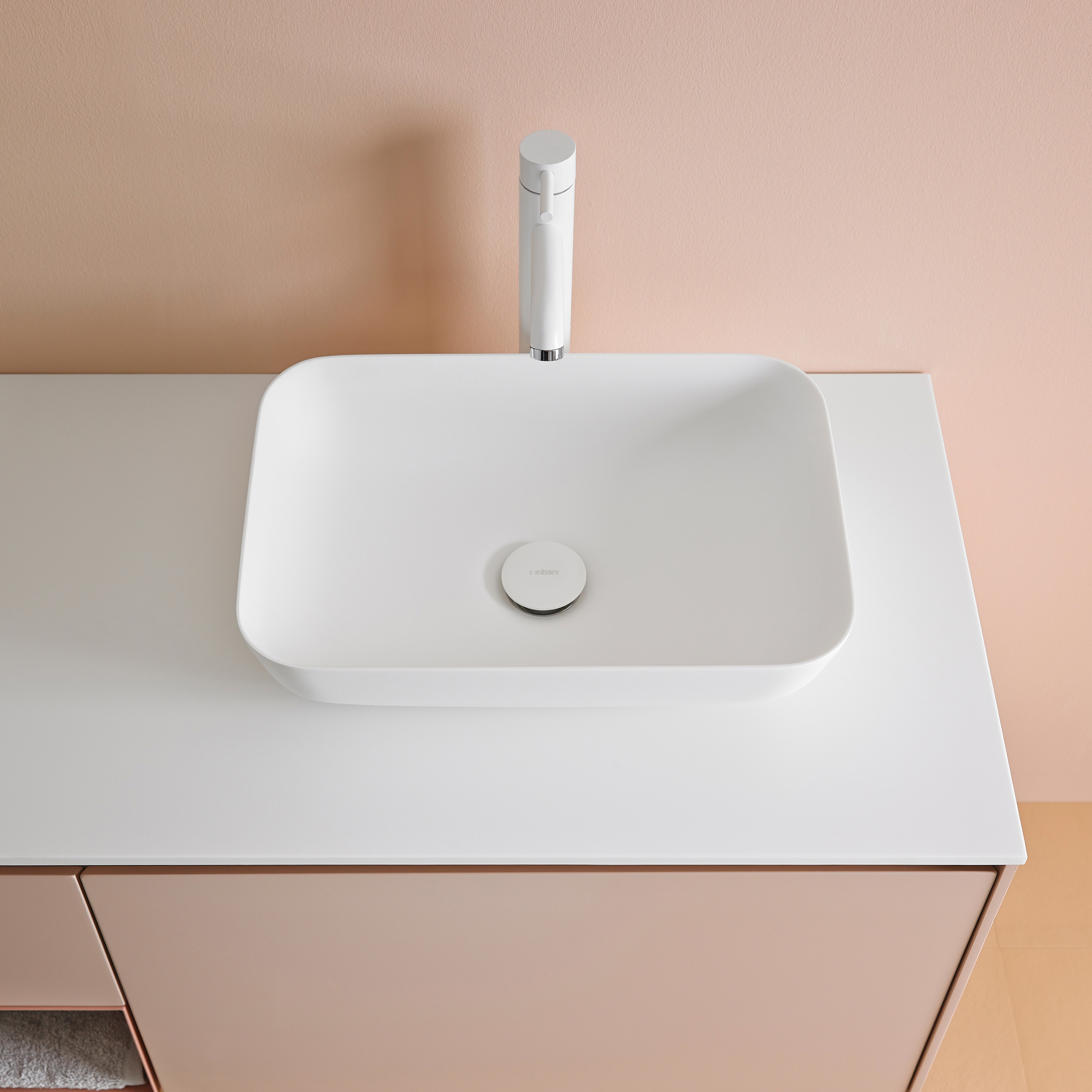 Display product Quadro Corian® Top Mounted washbasin from manufacturer Inbani