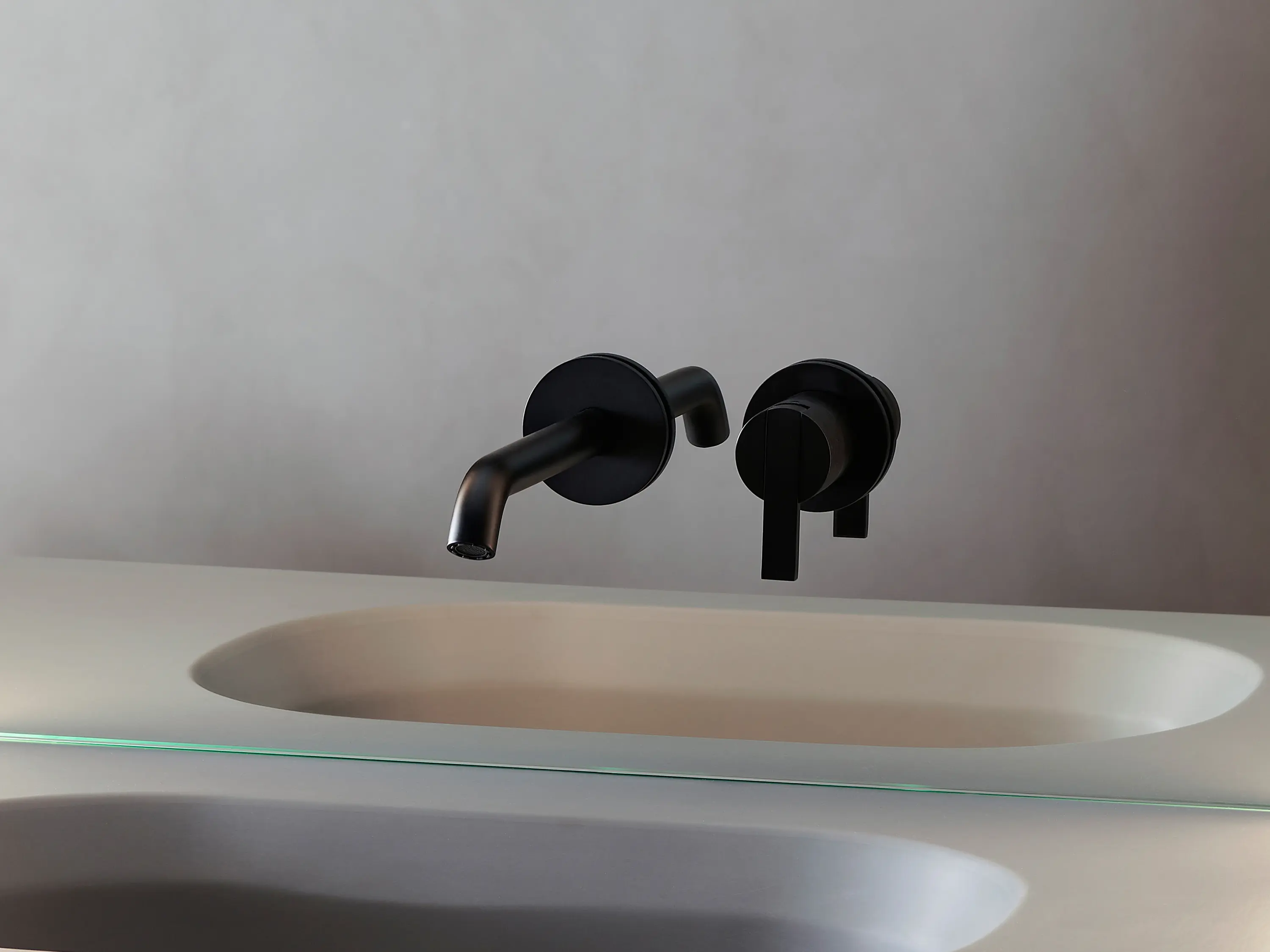 Inbani - Code Matt Black Wall Mounted Basin Mixer