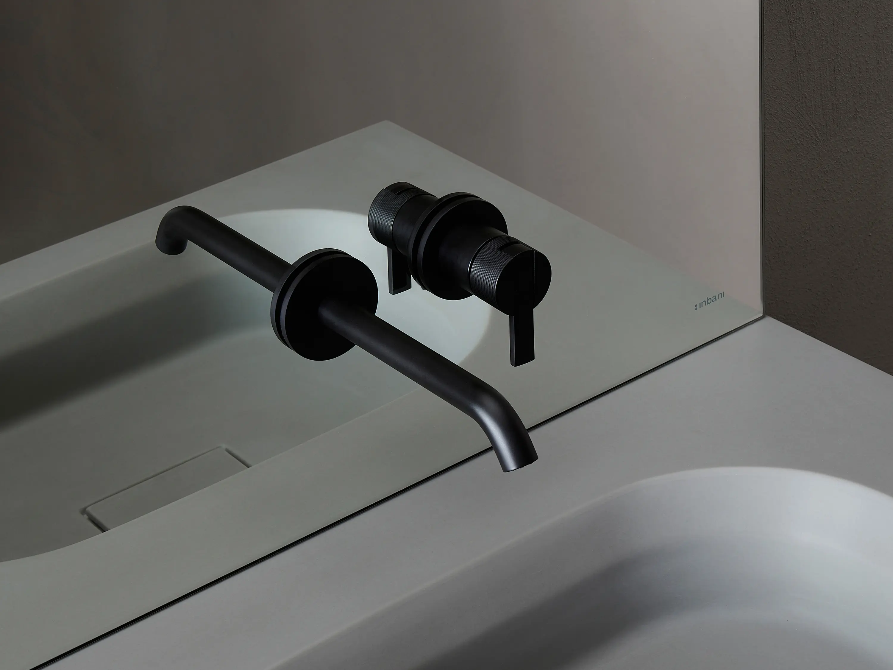 Inbani - Code Matt Black Wall Mounted Basin Mixer