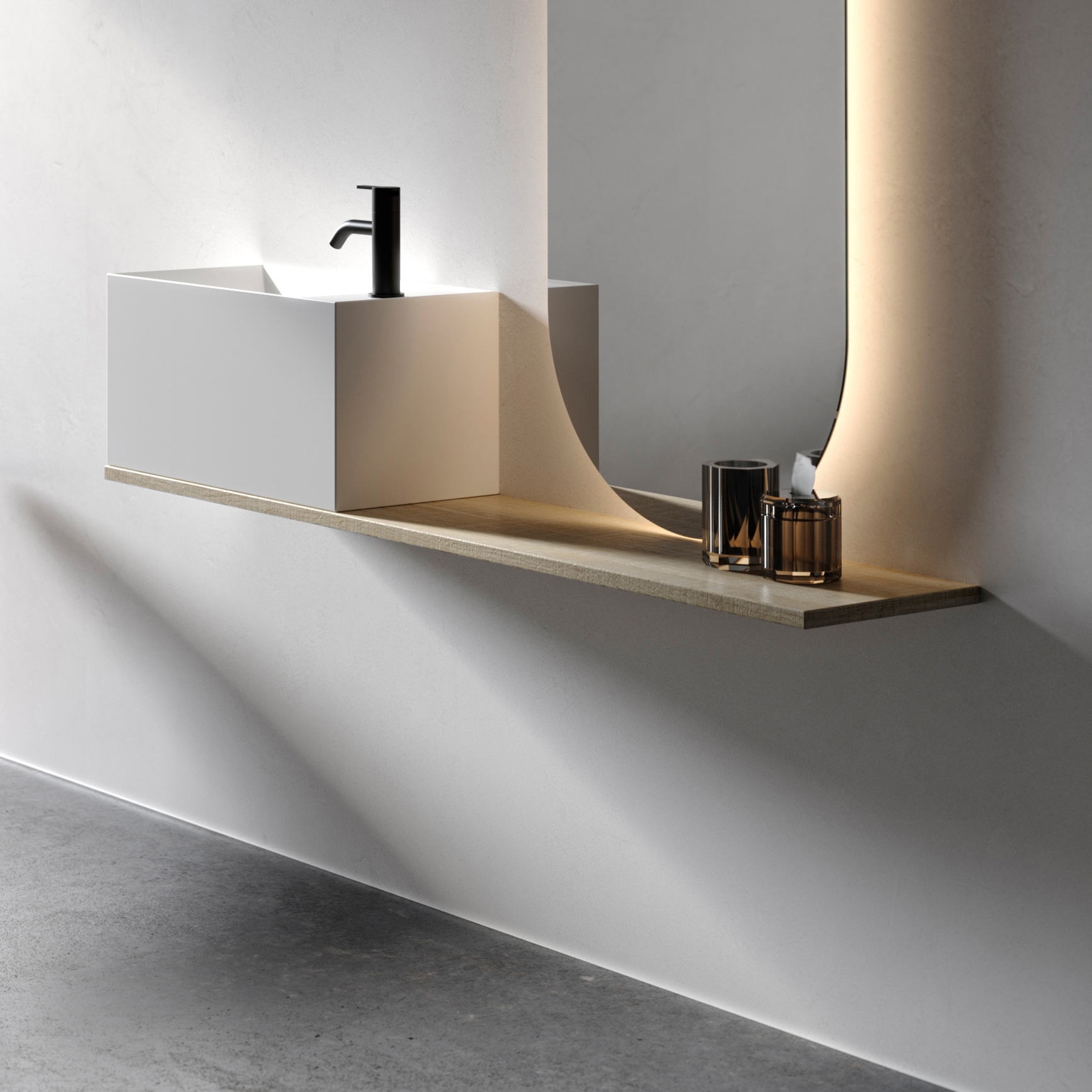Afficher le produit Norm Miroir avec étagère au mur du fabricant Inbani