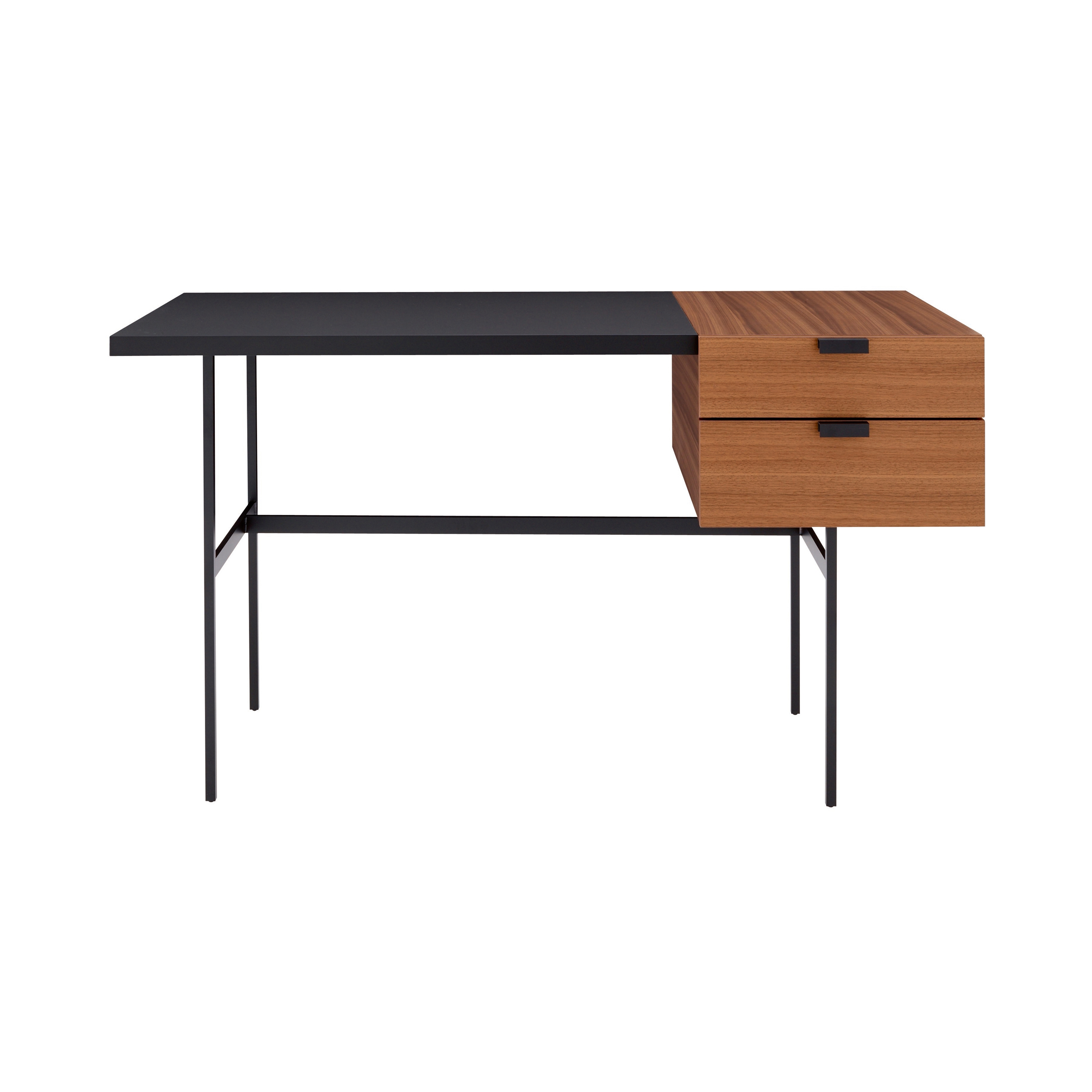 Produkt Tanis | Schreibtisch Nussbaum + Laminat Fenix Schwarz Vierkantrohrgestell des Herstellers Ligne Roset anzeigen