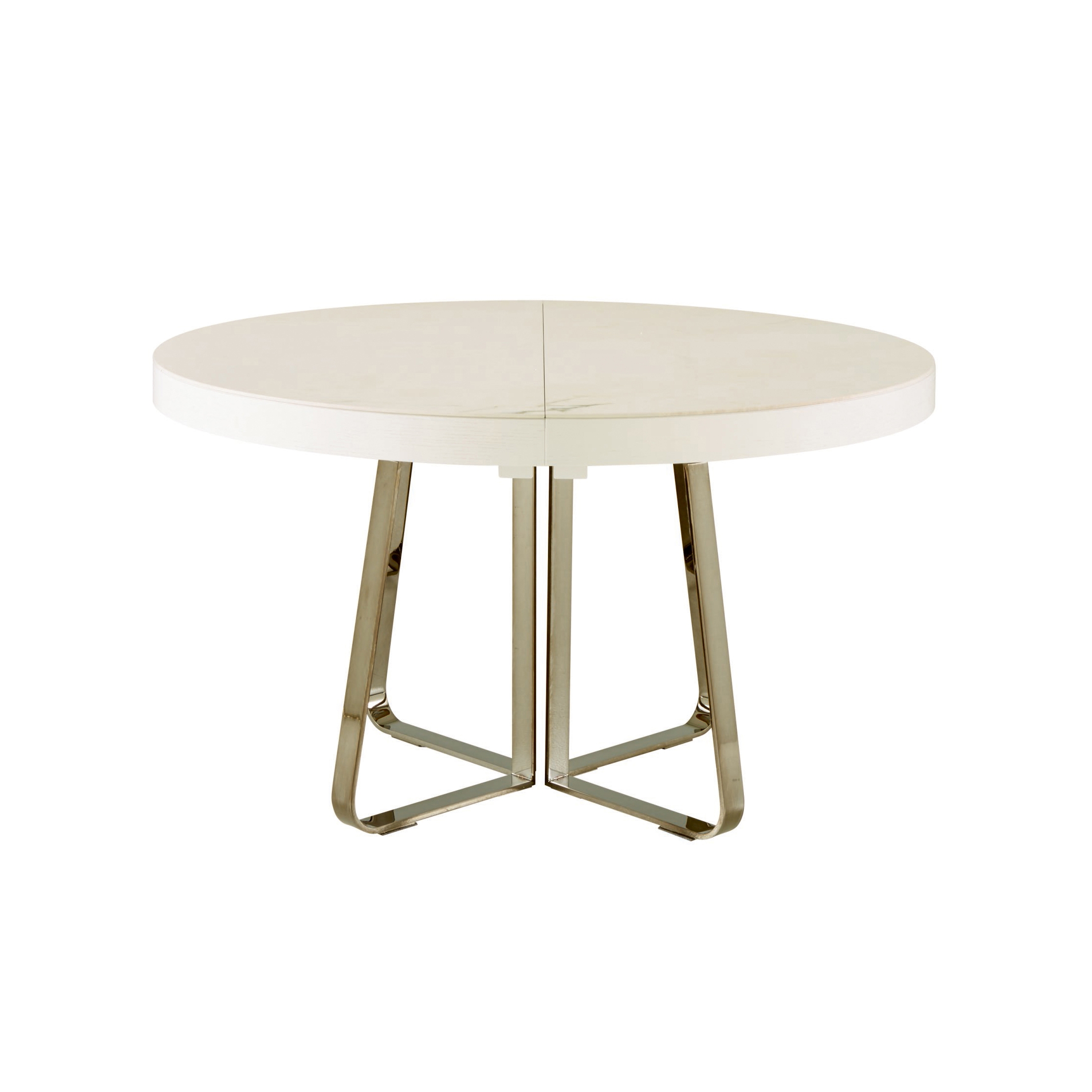Display product Ava | Dining Table White Marble-Effect Ceramic Stoneware + White Fenix Extension Black Chromed Base from manufacturer Ligne Roset