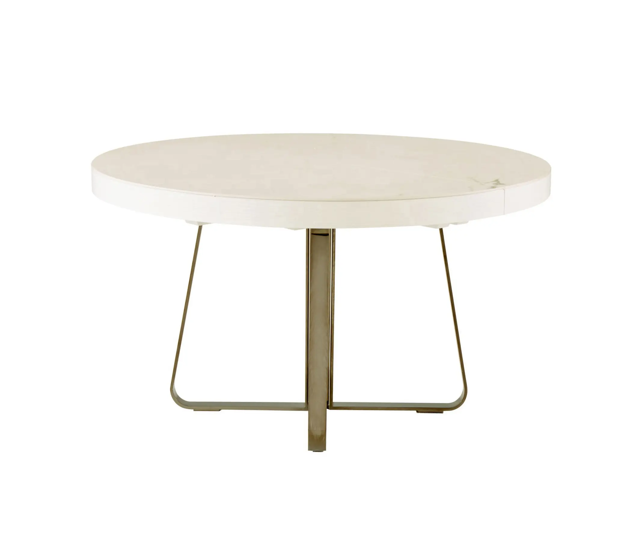 Ligne Roset - Ava | Table De Repas Plateau Gres Cerame Aspect Marbre Blanc + Allonge Fenix Blanc Pietement Chromé Noir