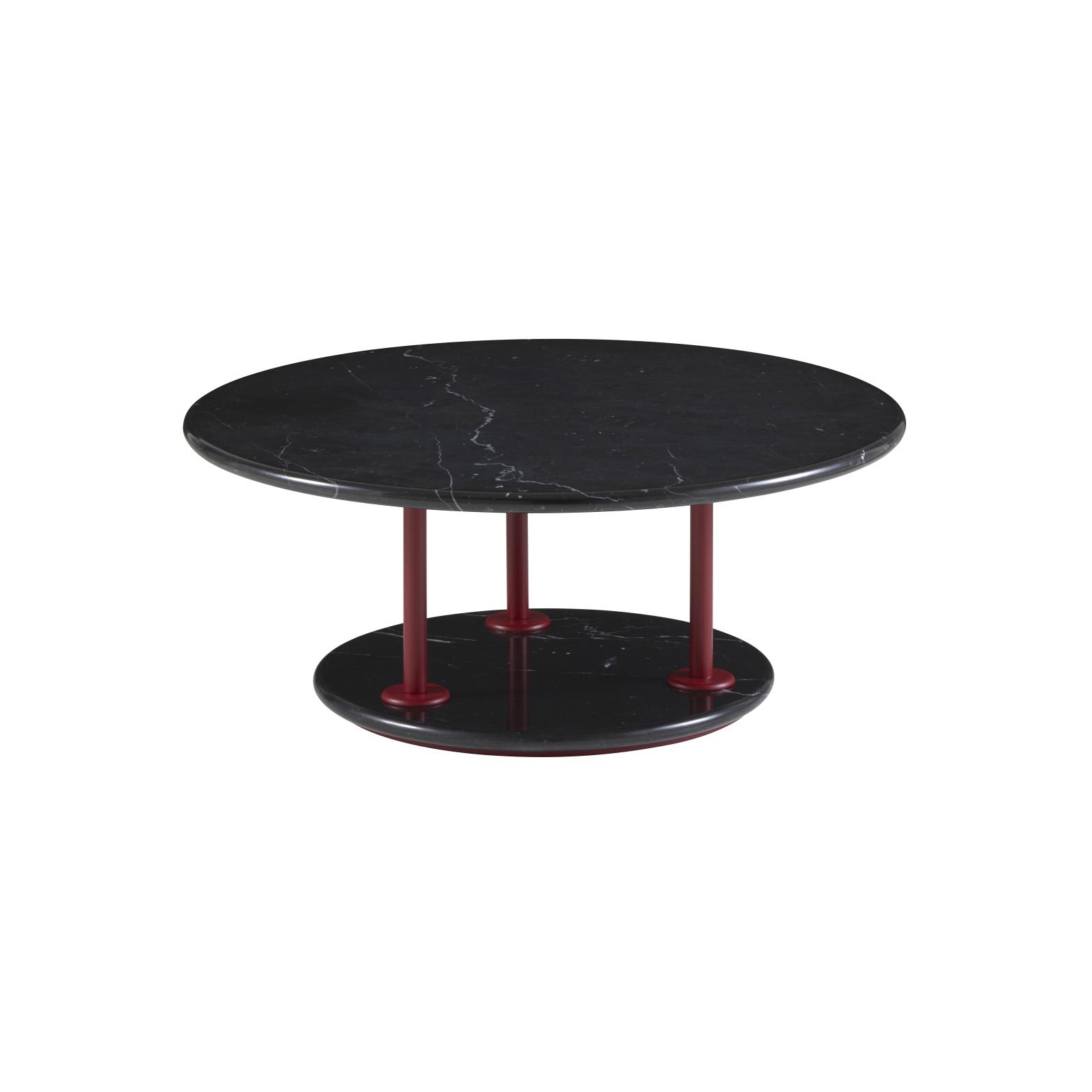 Afficher le produit Astair | Table Basse Pietement Acier Laque Bordeaux Plateau Marbre Noir du fabricant Ligne Roset