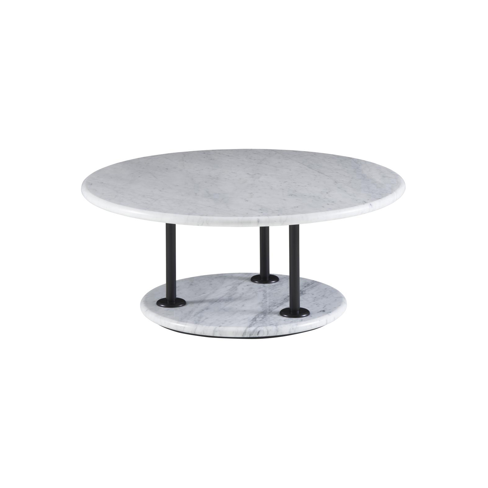 Astair | Couchtisch Gestell Stahl Lack Schwarz Platte Carrara-Marmor Weiss