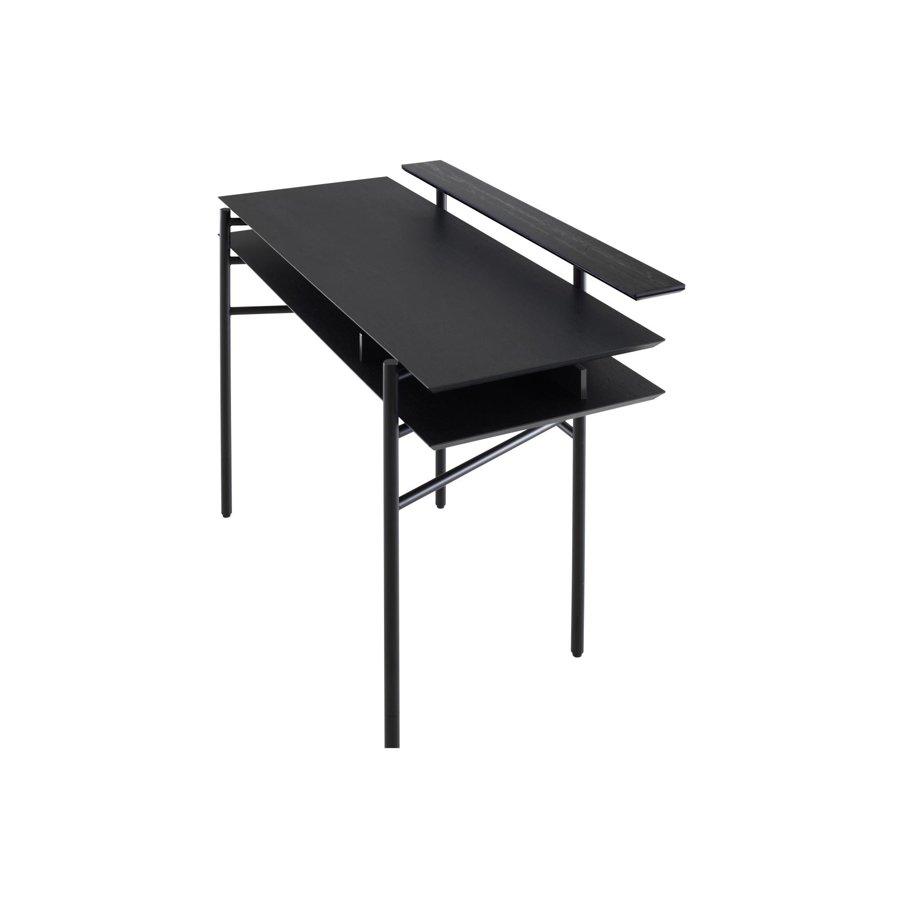 Mostra il prodotto Clyde | Scrivania Piano In Rovere Tinto Nero Base In Acciaio Laccato Nero del produttore Ligne Roset