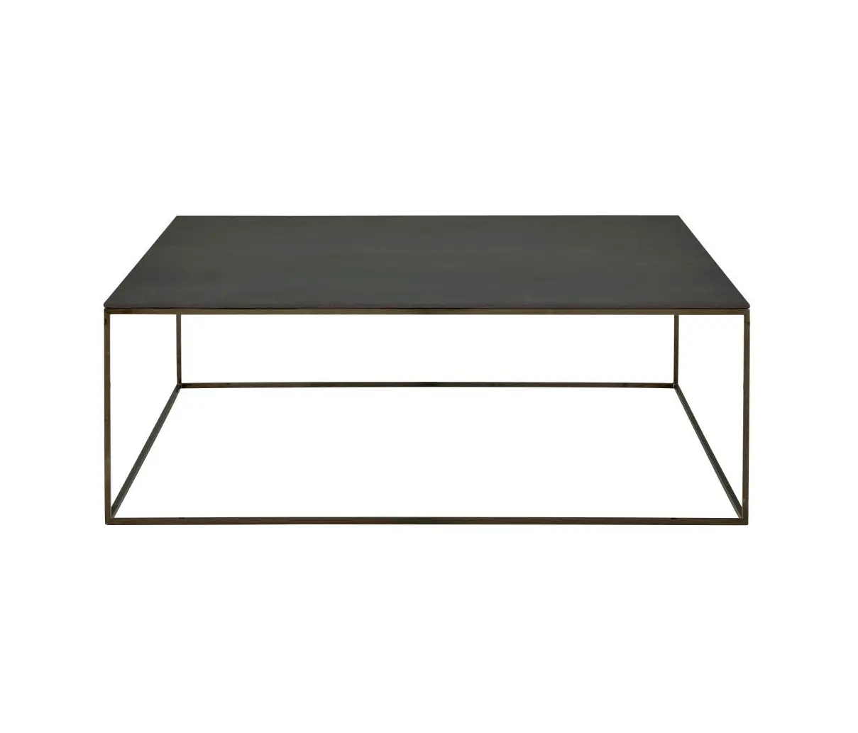 Ligne Roset - Space | Low Table - Large - Top In Metallic Anthracite Ceramic Stoneware Black Chromed Base