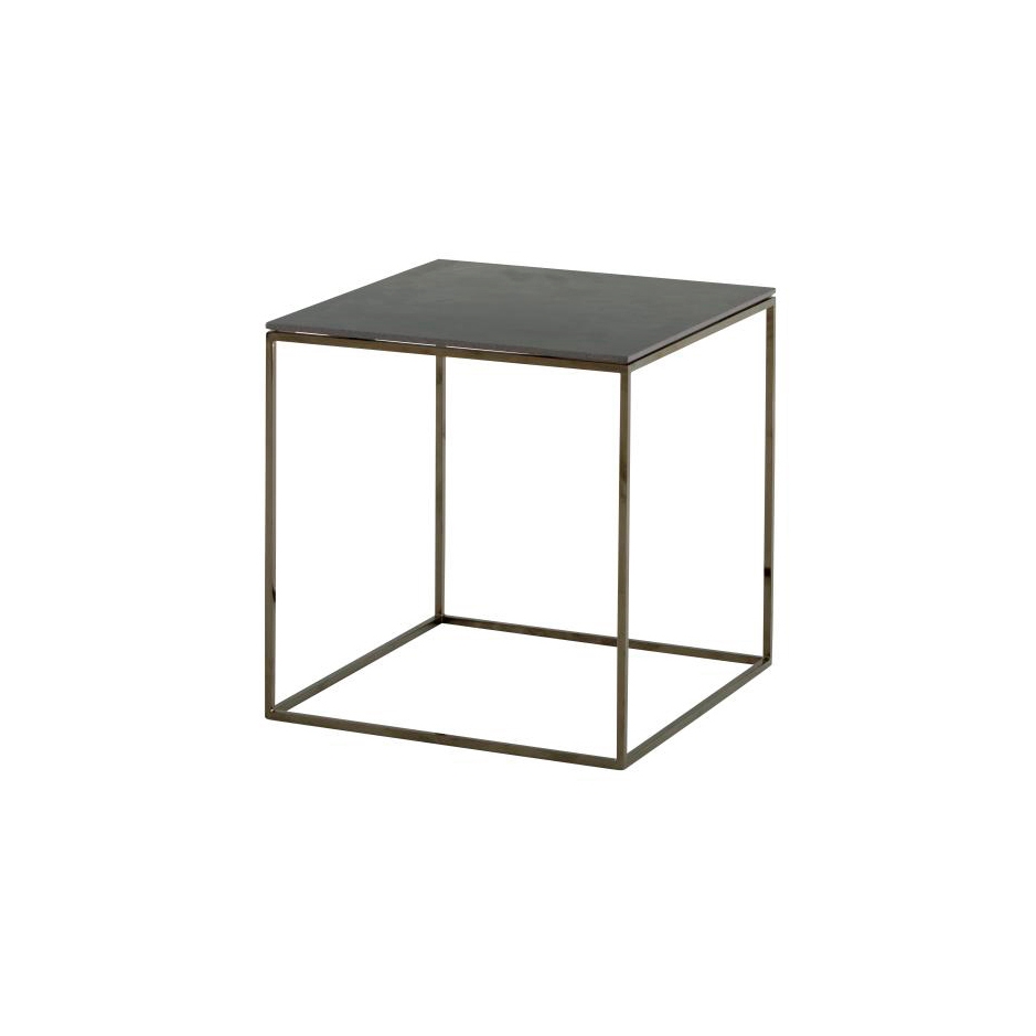Space | Low Table - Small - Top In Metallic Anthracite Ceramic Stoneware Black Chromed Base