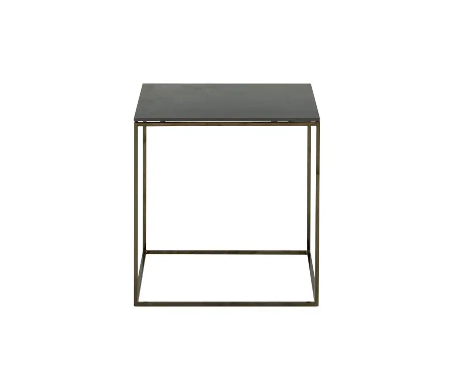 Ligne Roset - Space | Low Table - Small - Top In Metallic Anthracite Ceramic Stoneware Black Chromed Base