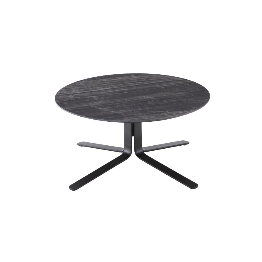 Display product Moa | Low Table Black Lacquered Base Gloss Black Marble-Effect Ceramic Stoneware Top from manufacturer Ligne Roset