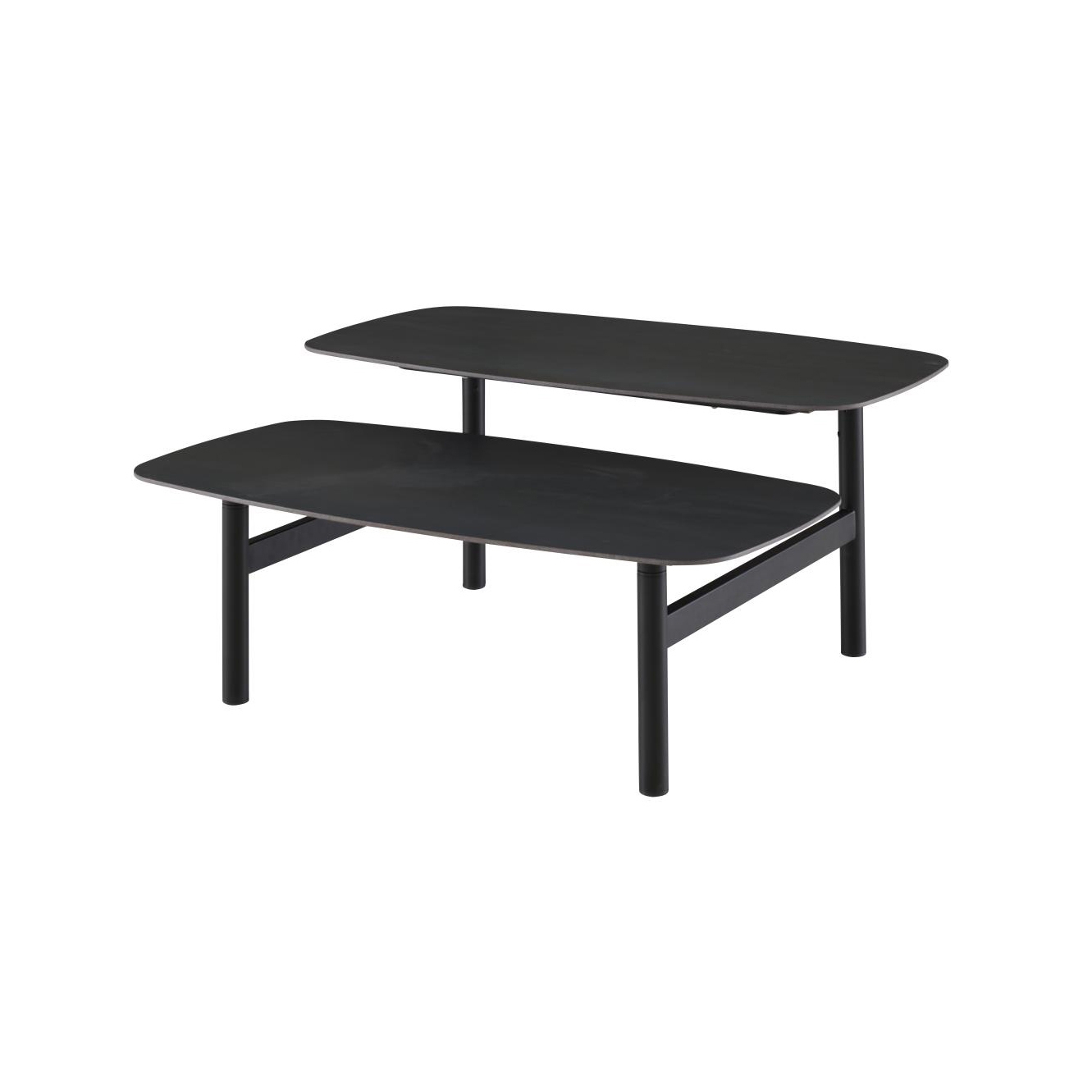 Produkt Pantographe | Low Table Top In Metallic Anthracite Ceramic Stoneware Black Lacquered Base des Herstellers Ligne Roset anzeigen