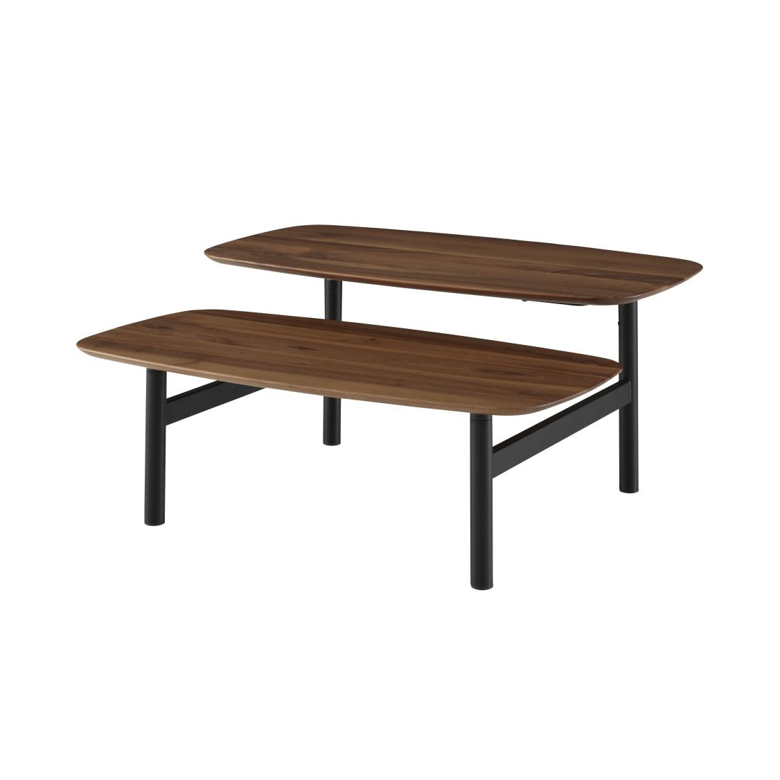 Pantographe | Low Table Walnut Top Black Lacquered Base