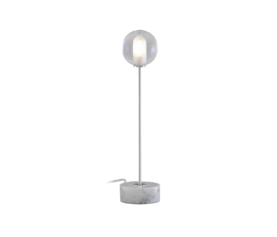 Ligne Roset - Calot | Lampe A Poser Structure Acier Chromé / Socle Blanc