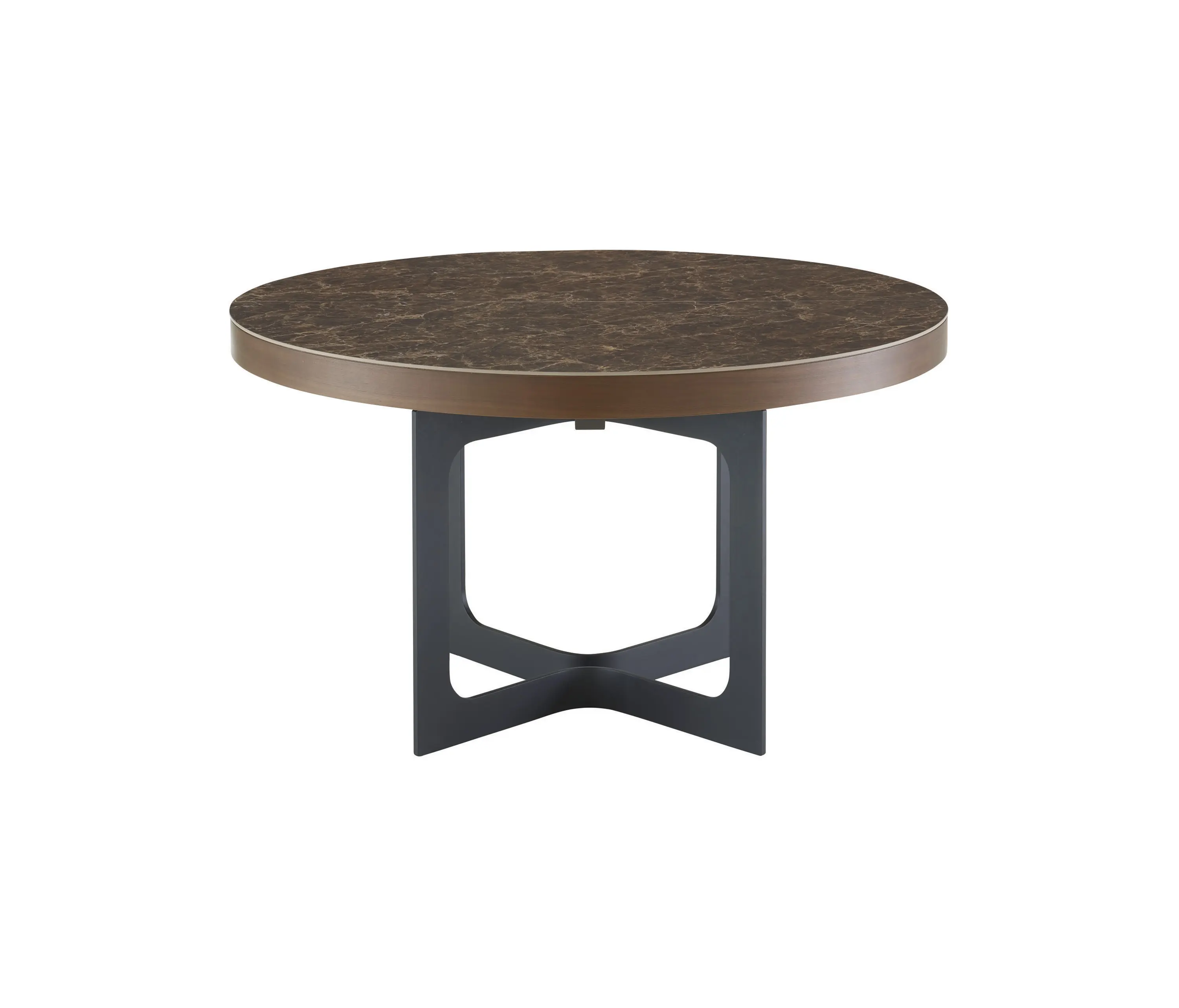 Ligne Roset - Java | Table De Repas Piétement Laqué Noir Allonge Noyer Sombre