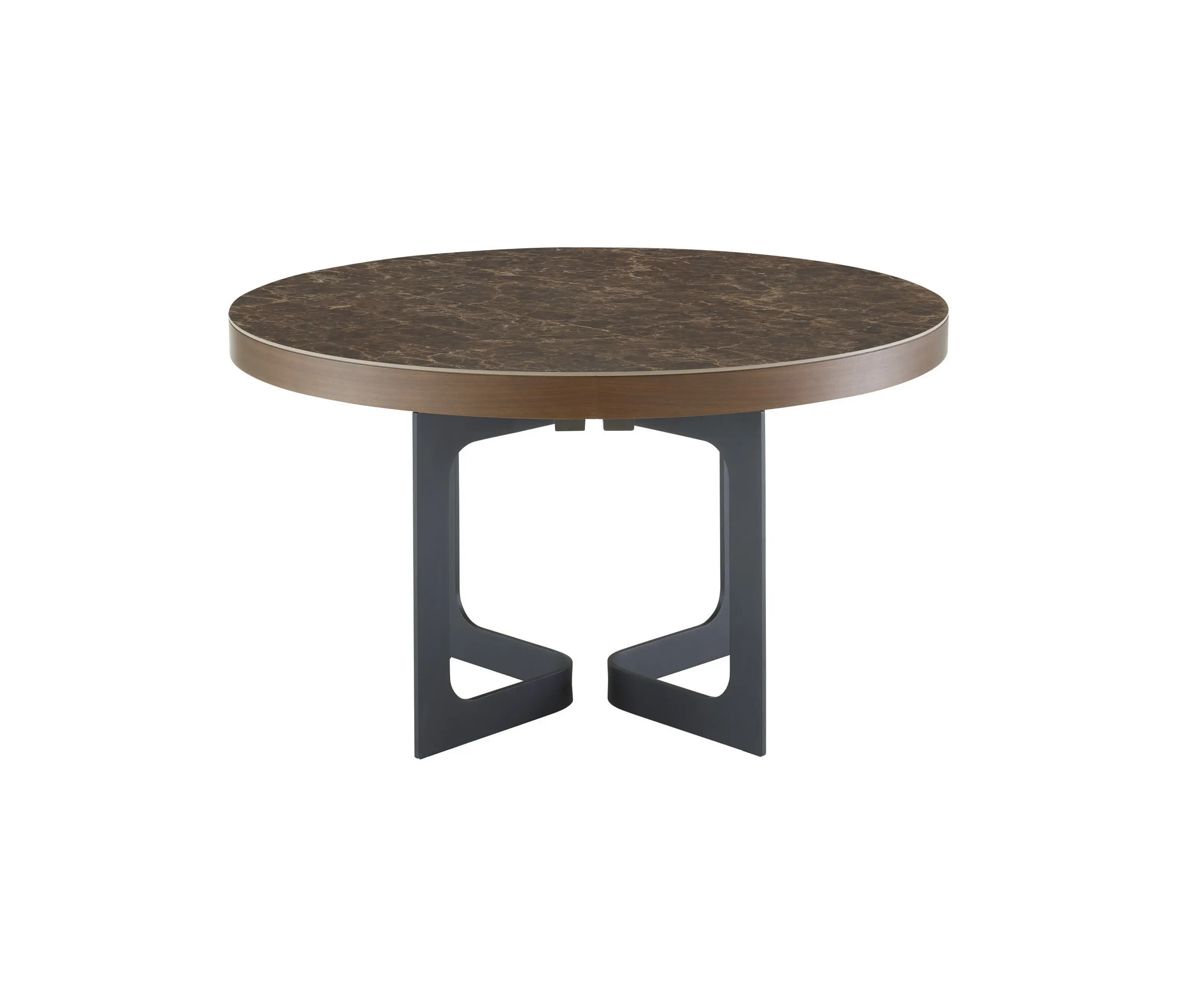 Ligne Roset - Java | Table De Repas Piétement Laqué Noir Allonge Noyer Sombre