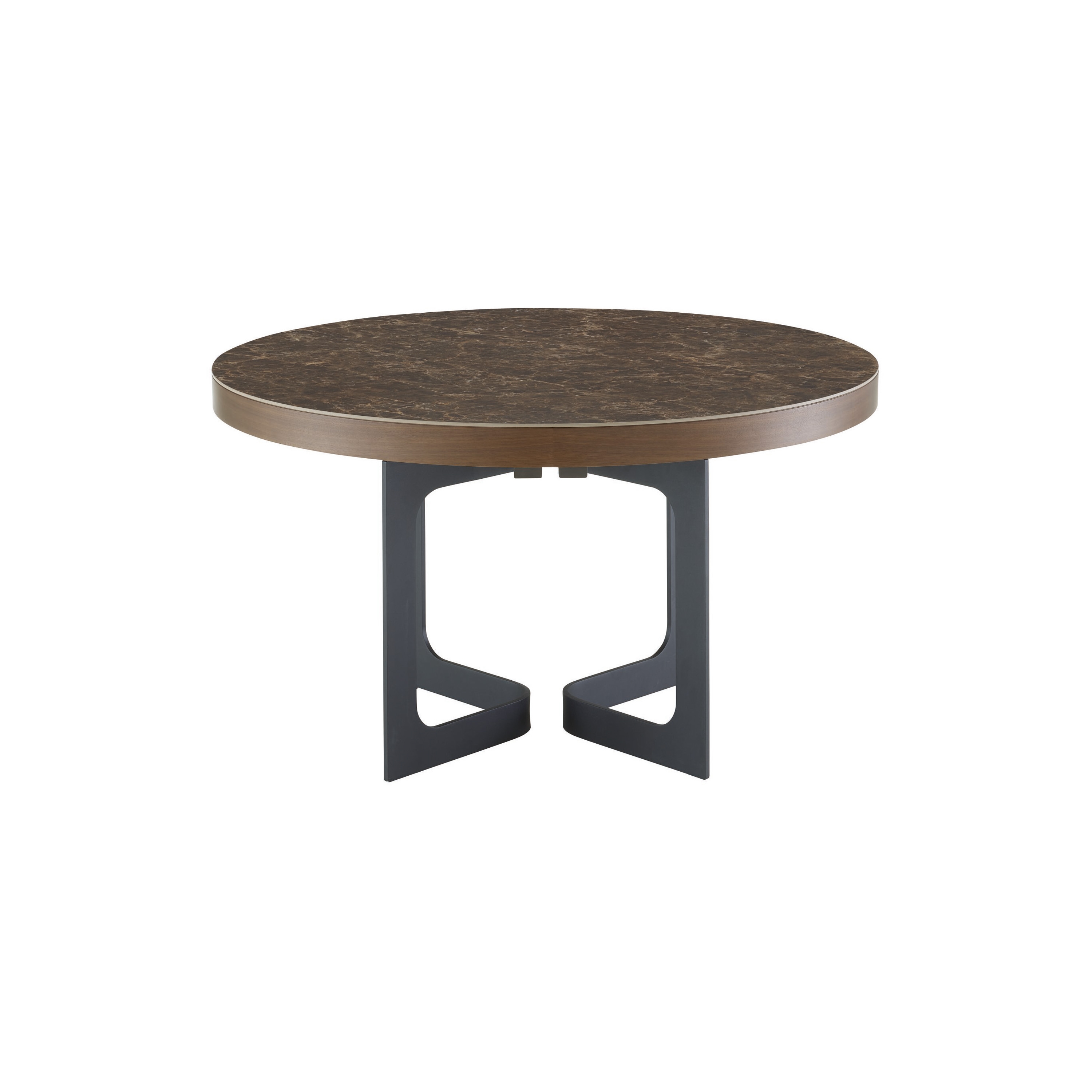 Afficher le produit Java | Table De Repas Piétement Laqué Noir Allonge Noyer Sombre du fabricant Ligne Roset