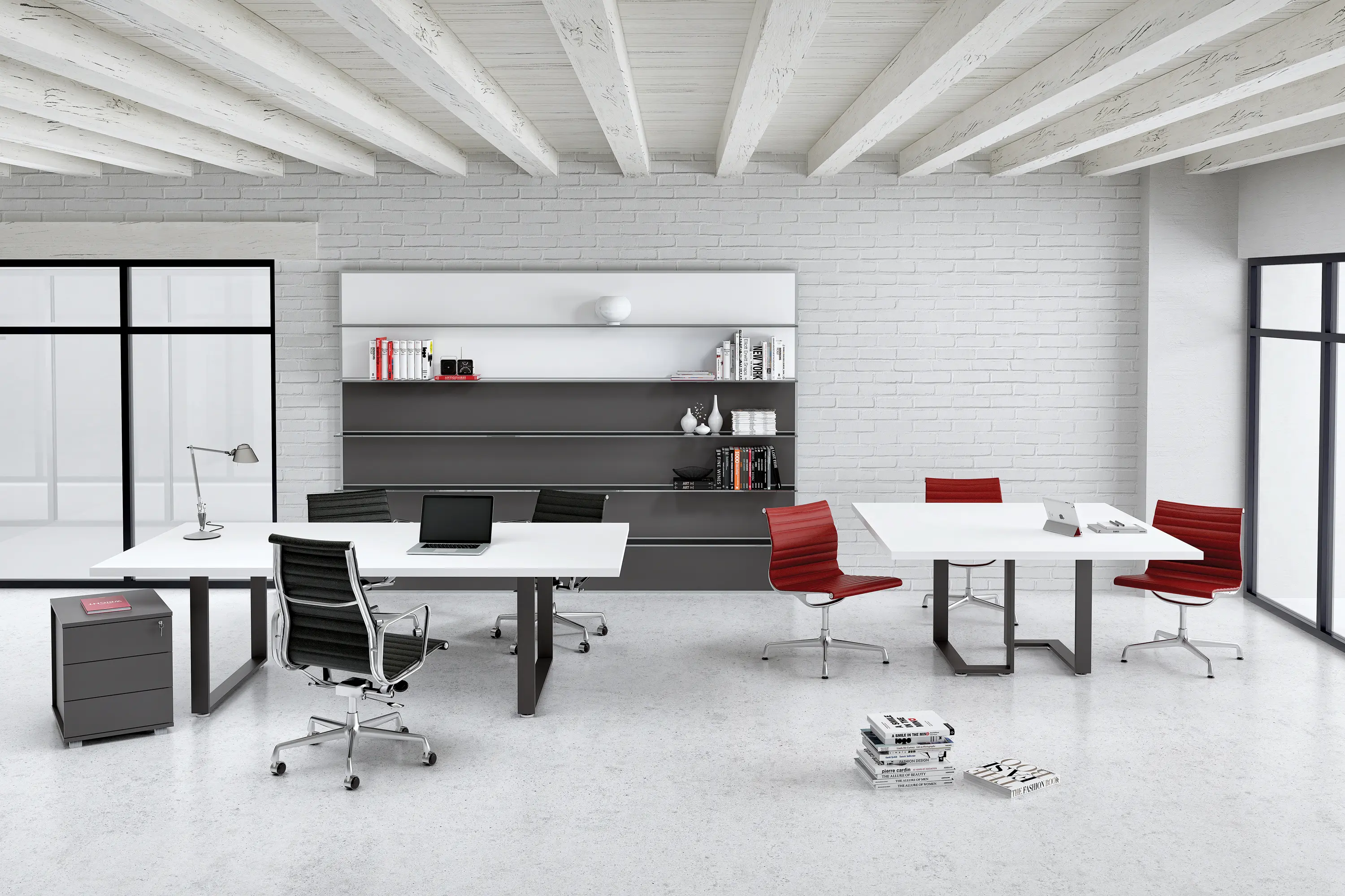 ALEA - Archimede square desk with service unit