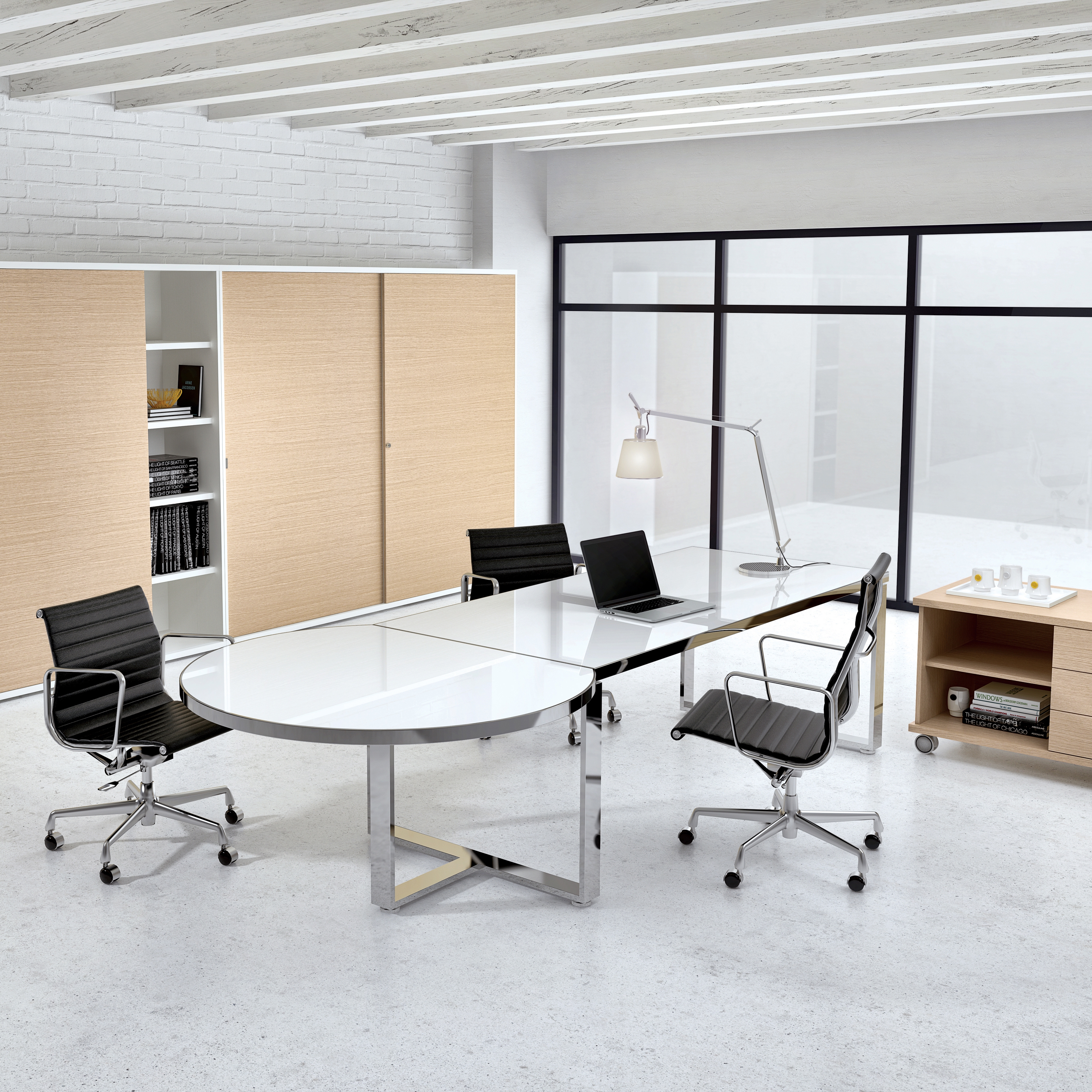 Produkt Archimede desk with half moon extention des Herstellers ALEA anzeigen