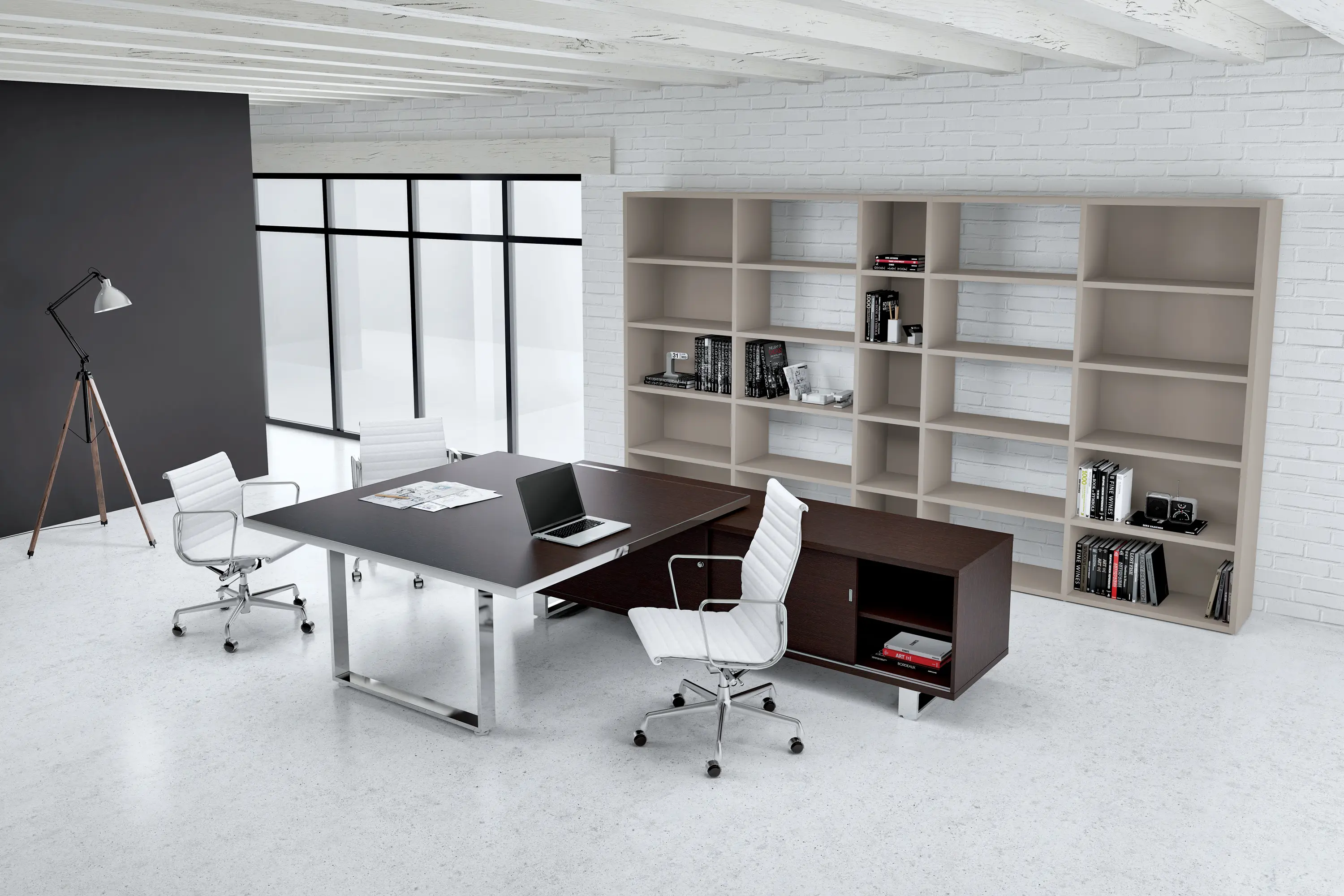 ALEA - Archimede square desk with service unit