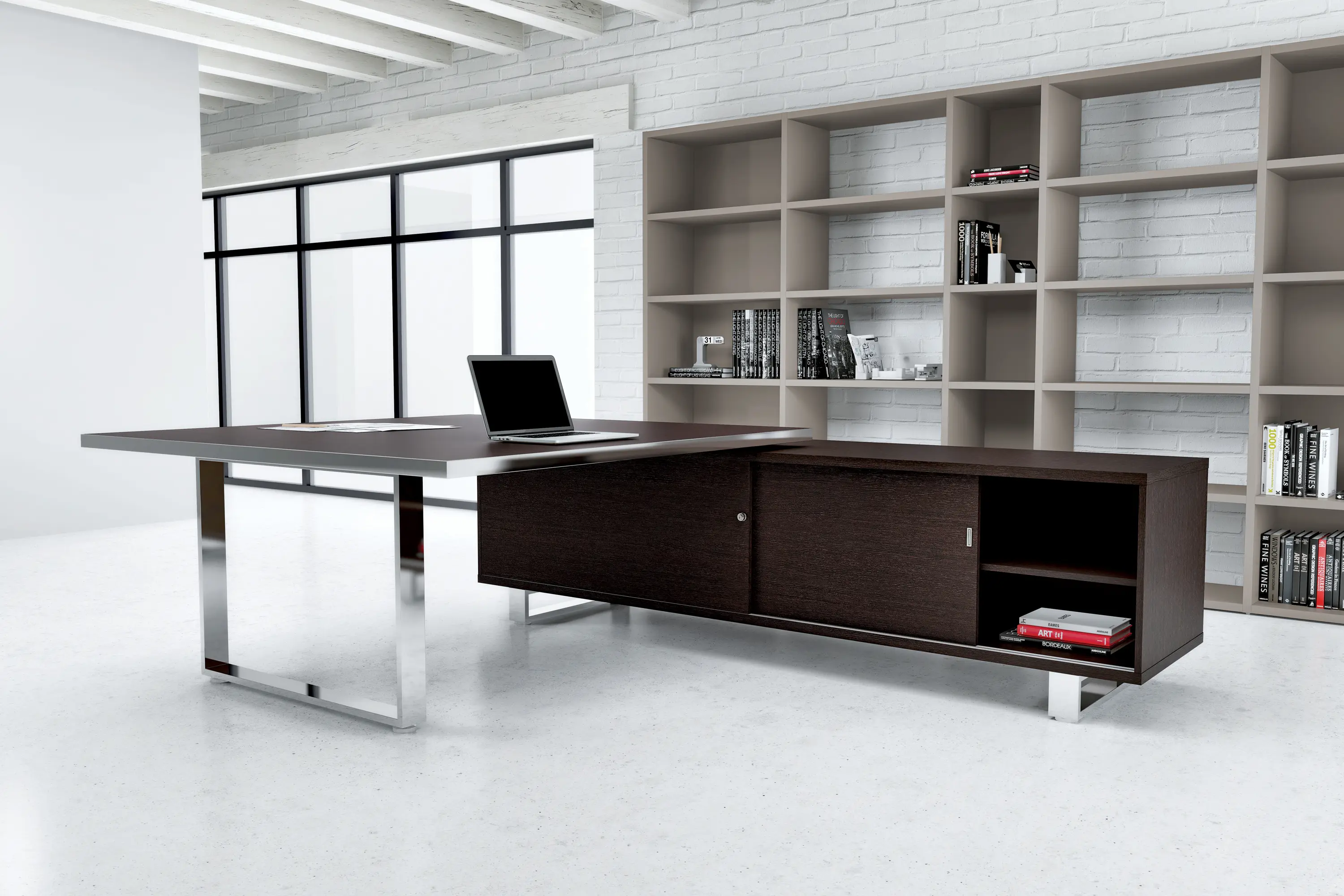 ALEA - Archimede square desk with service unit
