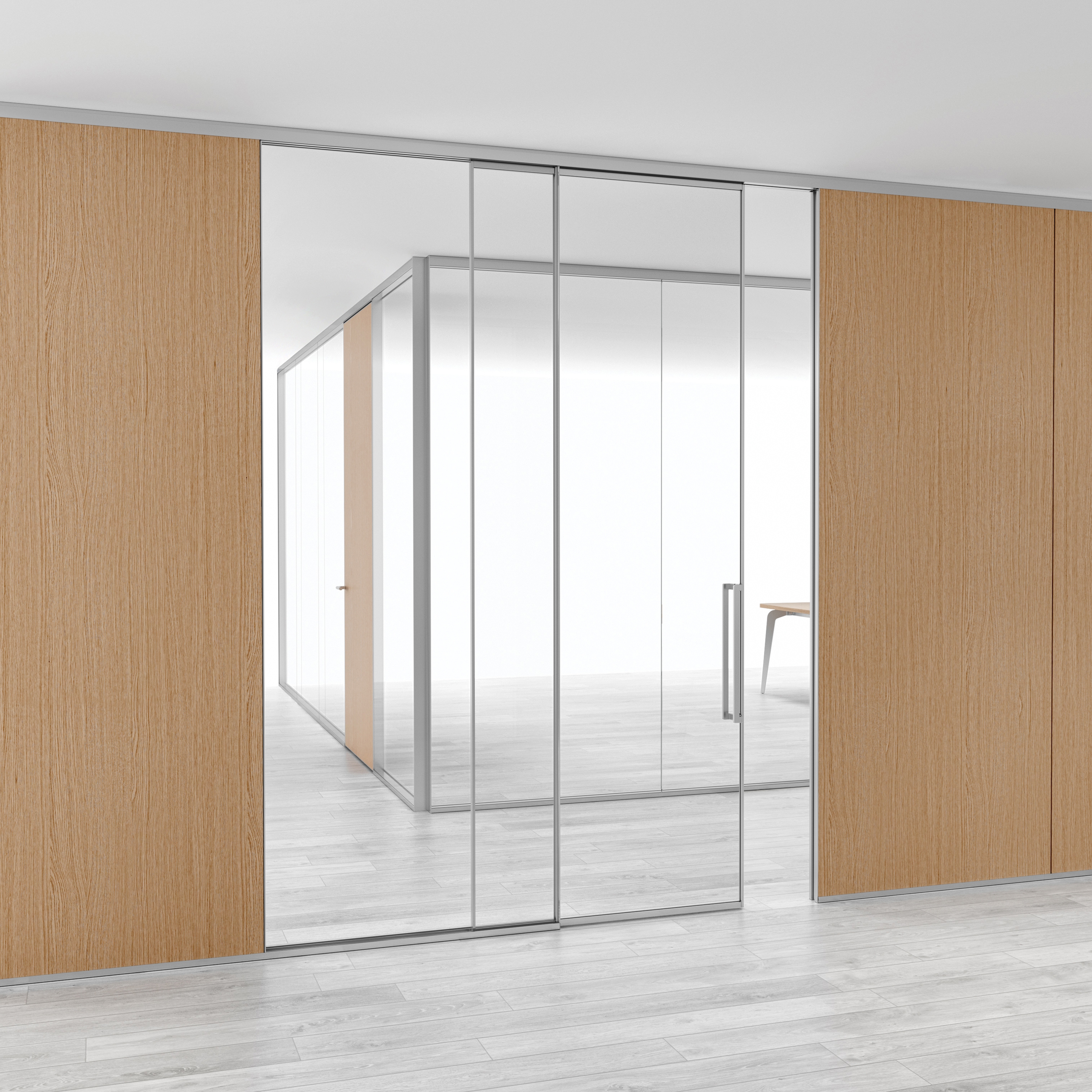 Produkt A65 Glass and wood wall partition with sliding door des Herstellers ALEA anzeigen