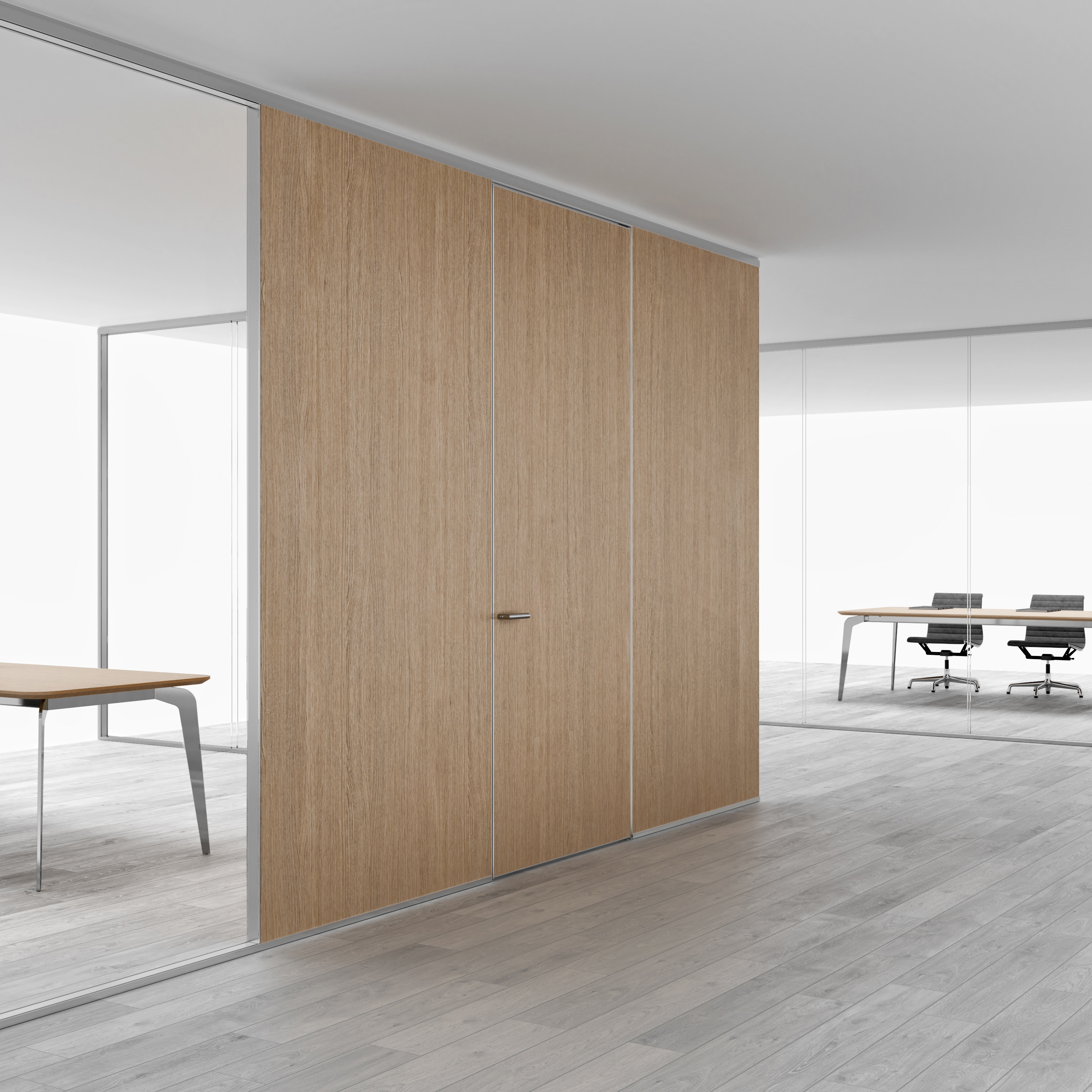 Produkt A65 Glass and wood wall partition with hinged door des Herstellers ALEA anzeigen