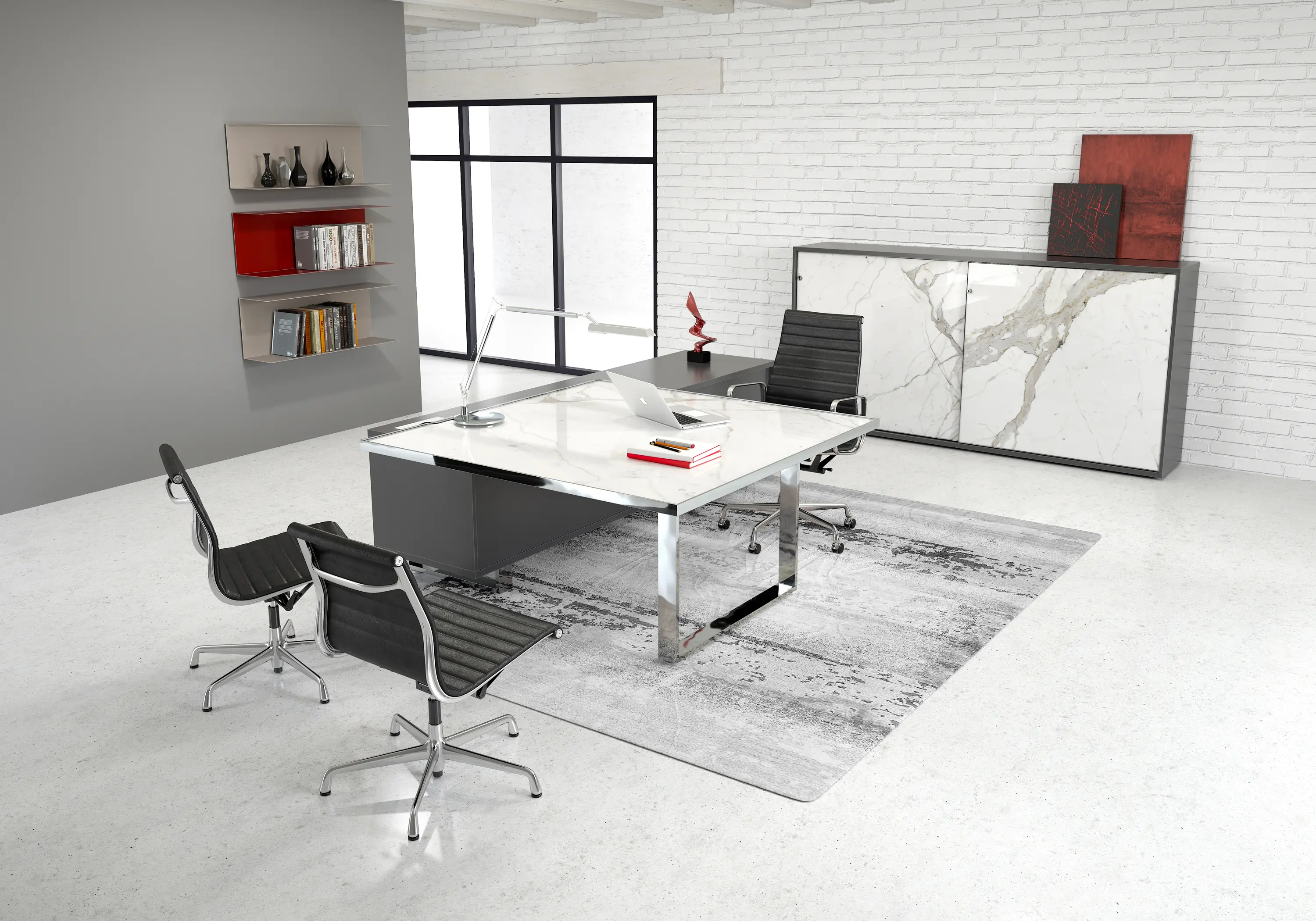 ALEA - Archimede square desk with service unit