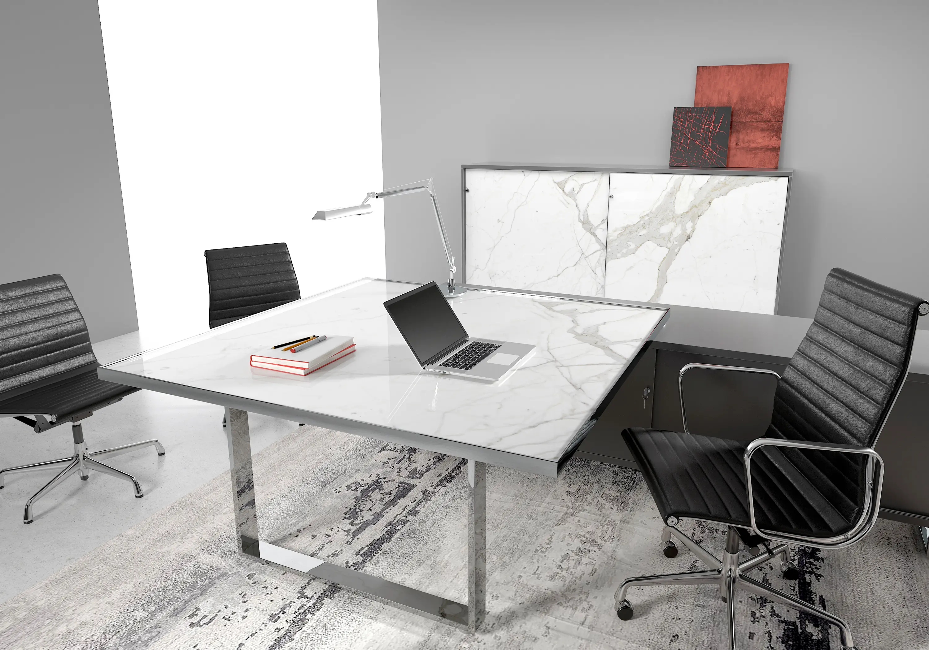 ALEA - Archimede square desk with service unit